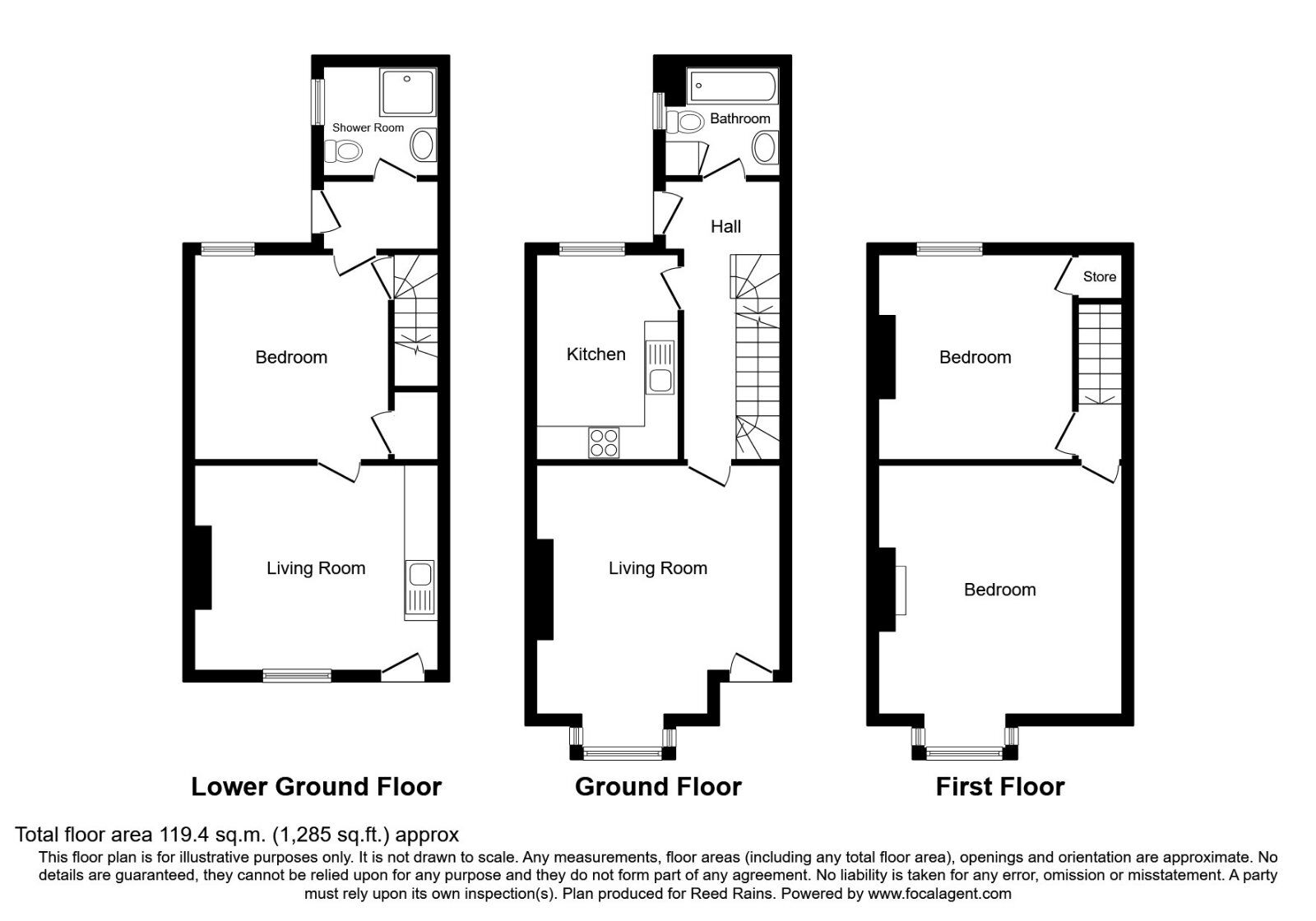 Floorplan of 3 bedroom Mid Terrace House to rent, Winchelsea Road, Rye, East Sussex, TN31