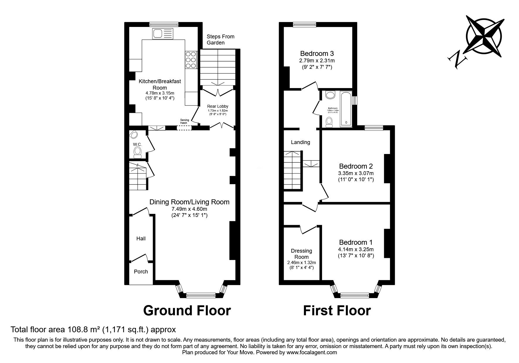 Floorplan of 3 bedroom End Terrace House for sale, Udimore Road, Rye, East Sussex, TN31