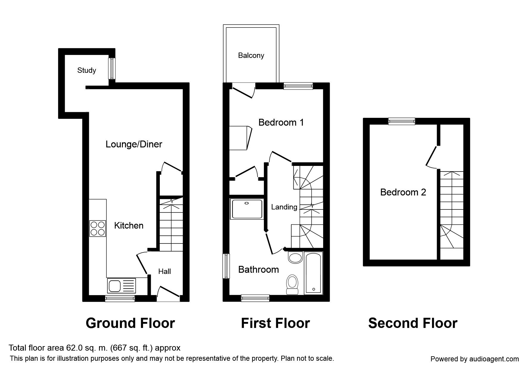 Floorplan of 2 bedroom End Terrace House to rent, Fishmarket Road, Rye, East Sussex, TN31
