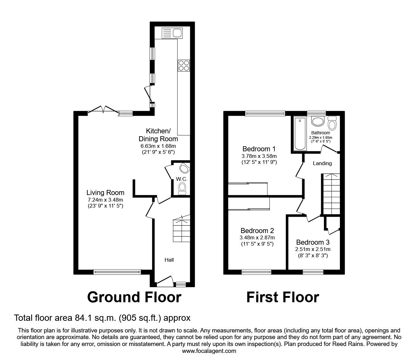 Floorplan of 3 bedroom Mid Terrace House for sale, Pelwood Road, Camber, Rye, TN31