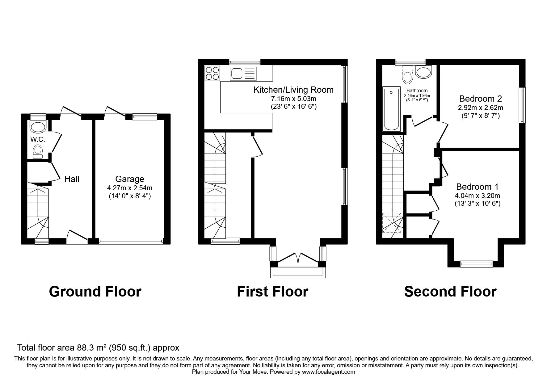 Floorplan of 2 bedroom Semi Detached House for sale, Western Barn Close, Rye, East Sussex, TN31