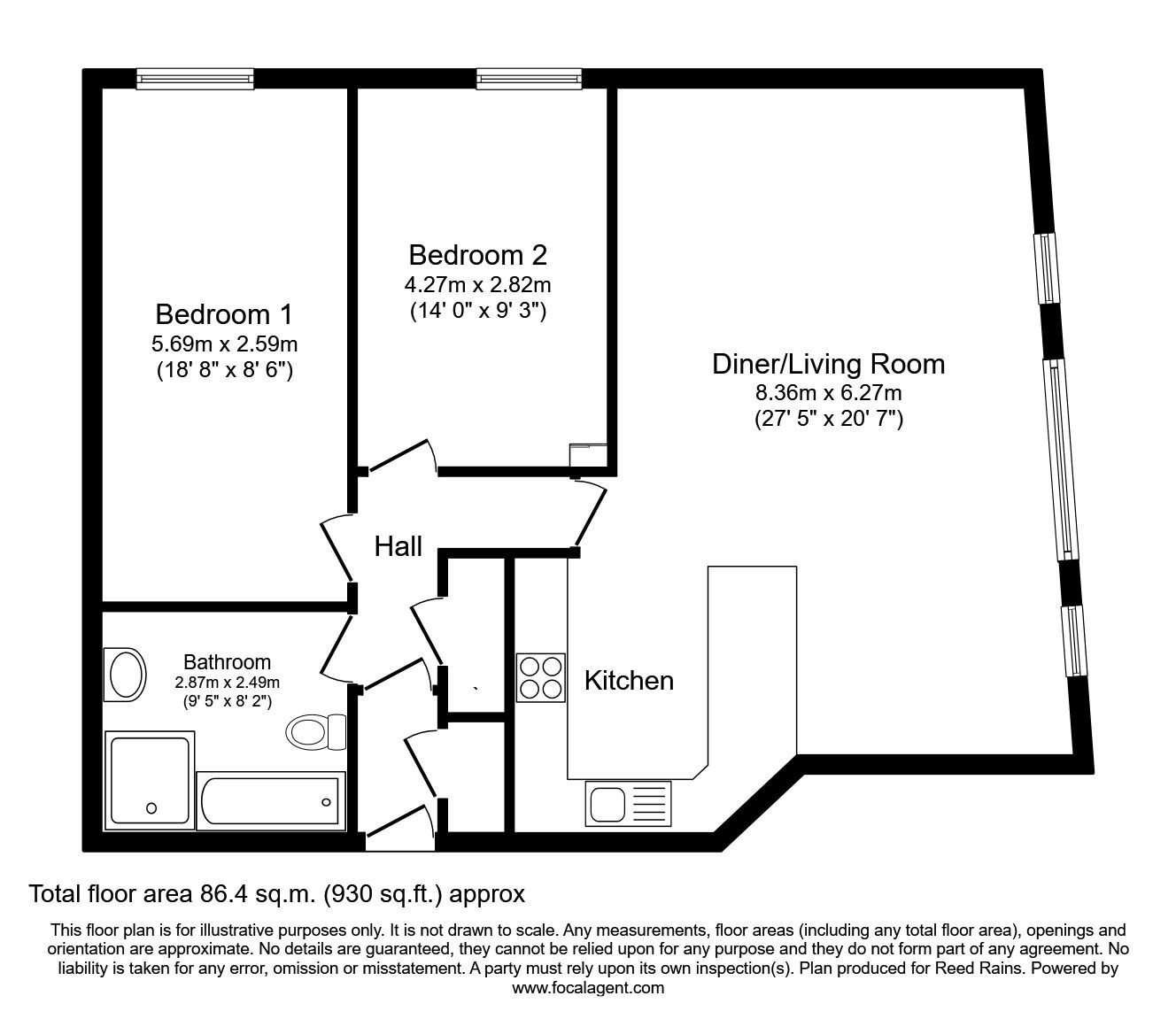 Floorplan of 2 bedroom  Flat for sale, Wish Street, Rye, East Sussex, TN31