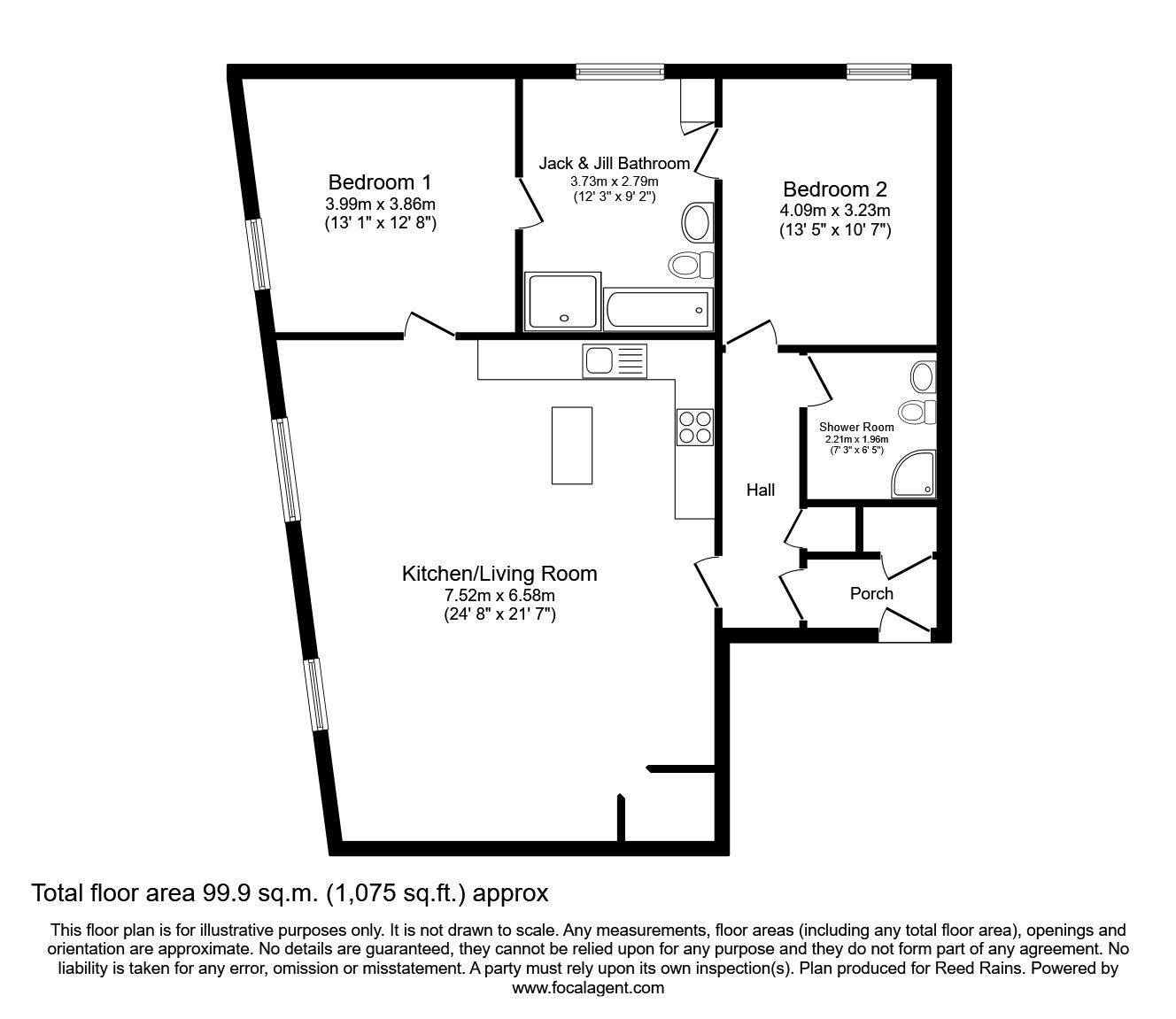 Floorplan of 2 bedroom  Flat for sale, Wish Street, Rye, East Sussex, TN31