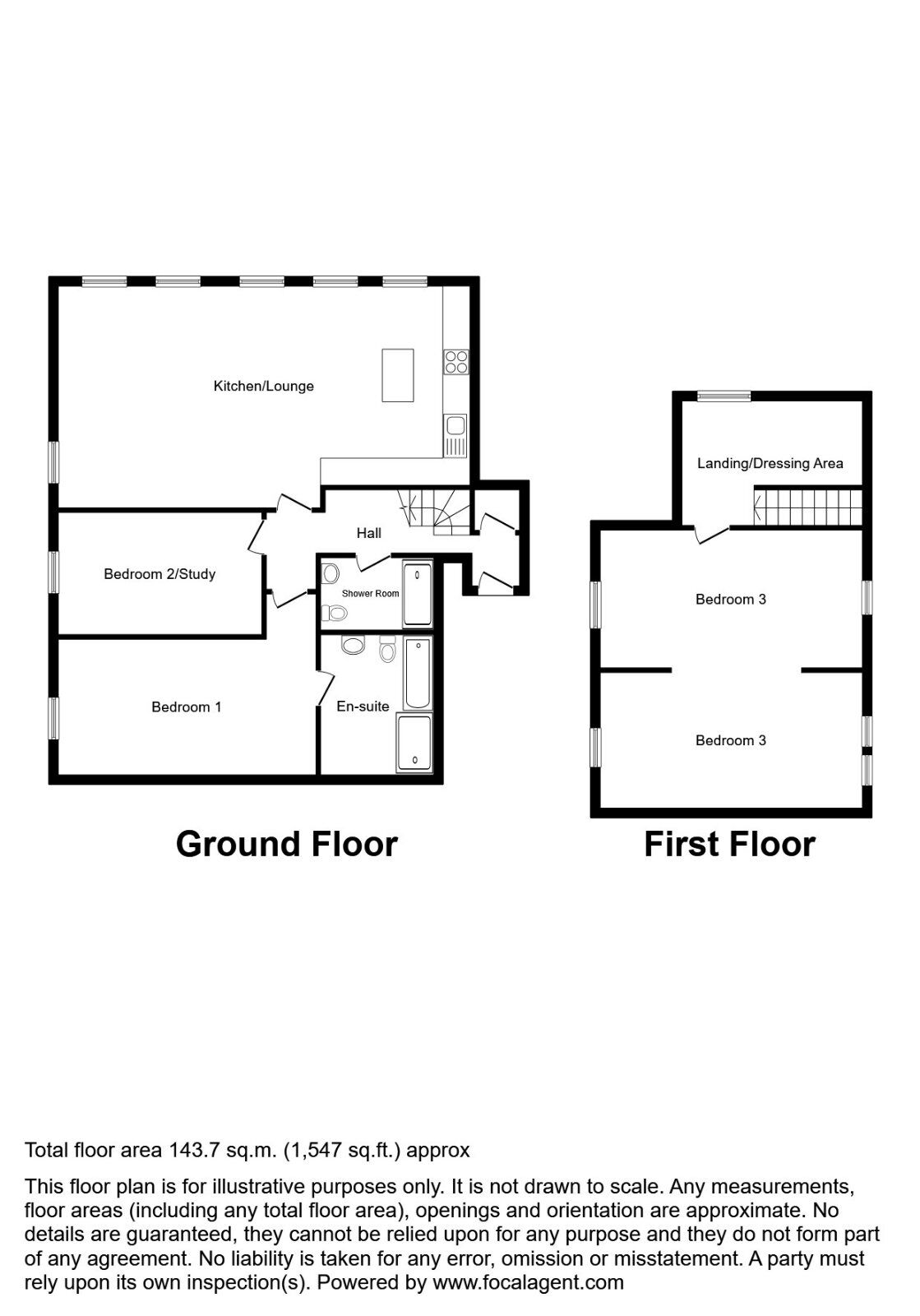 Floorplan of 3 bedroom  Flat for sale, Wish Street, Rye, East Sussex, TN31