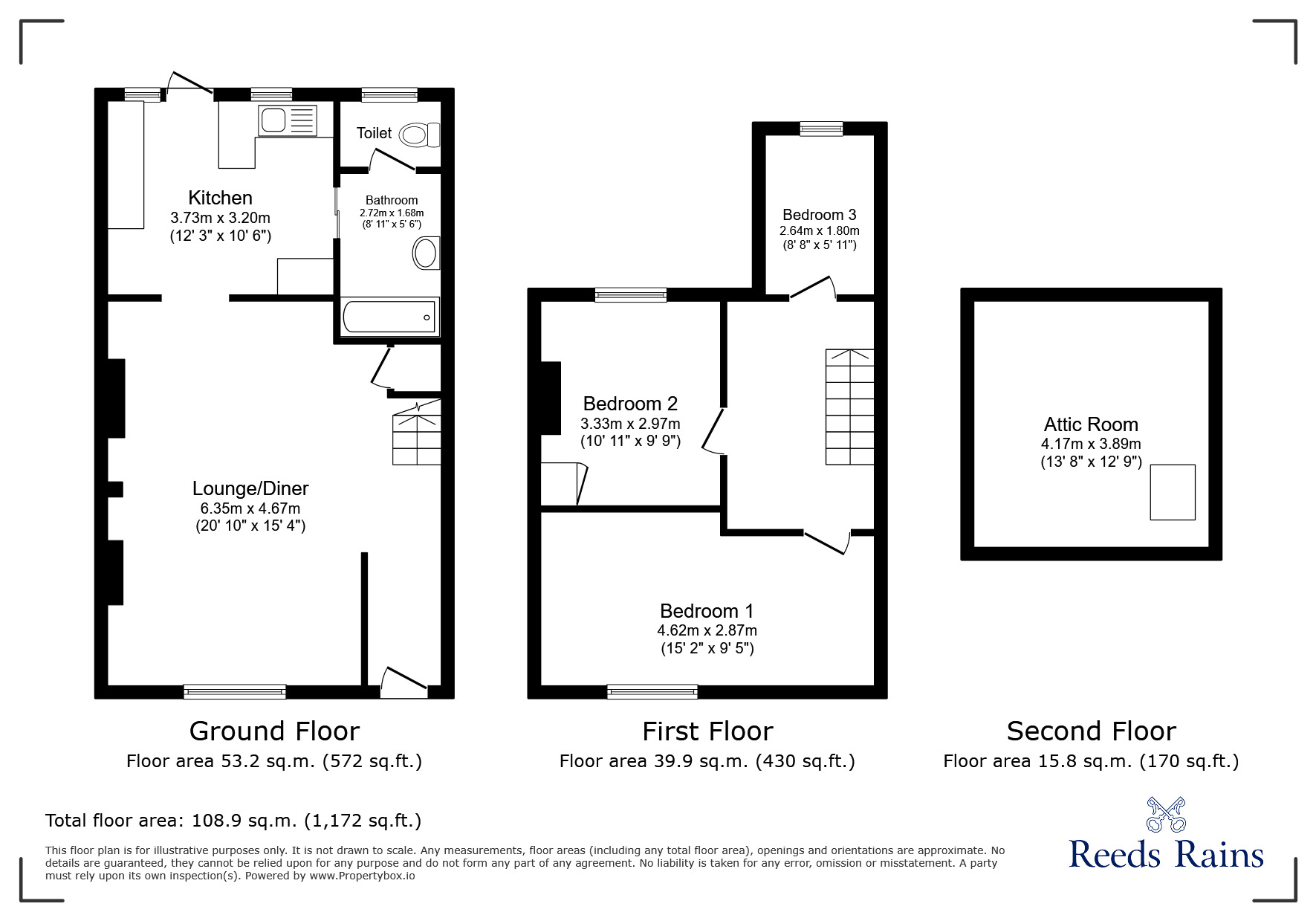Floorplan of 3 bedroom Mid Terrace House for sale, Station Road, Winchelsea, East Sussex, TN36