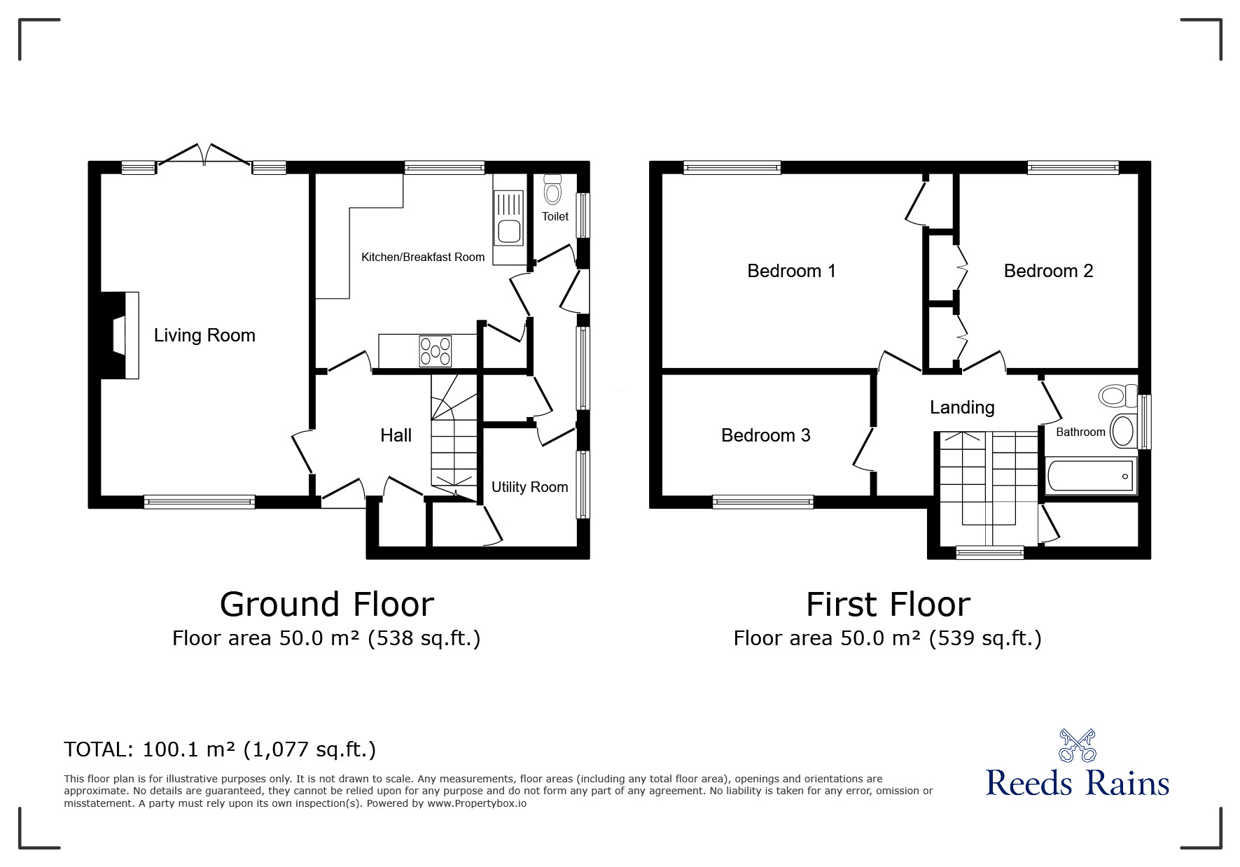 Floorplan of 3 bedroom Semi Detached House for sale, Marley Road, Rye, East Sussex, TN31