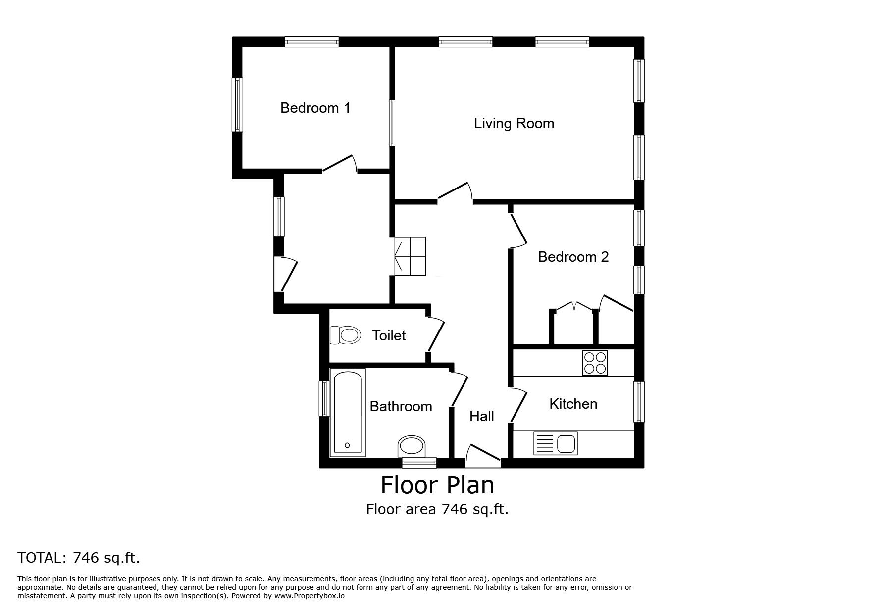 Floorplan of 2 bedroom Detached Flat to rent, South Undercliff, Rye, East Sussex, TN31