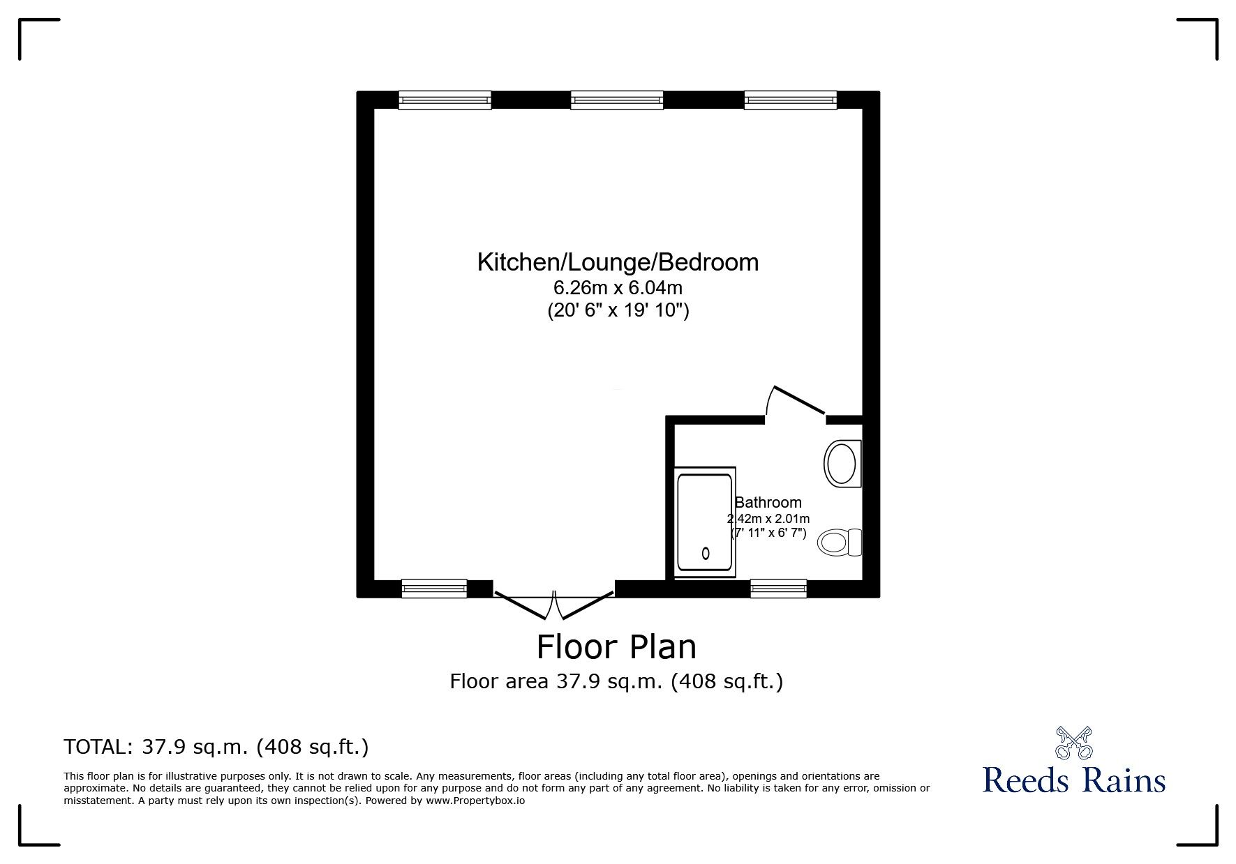 Floorplan of 1 bedroom Semi Detached Bungalow to rent, Farm Lane, Camber, East Sussex, TN31