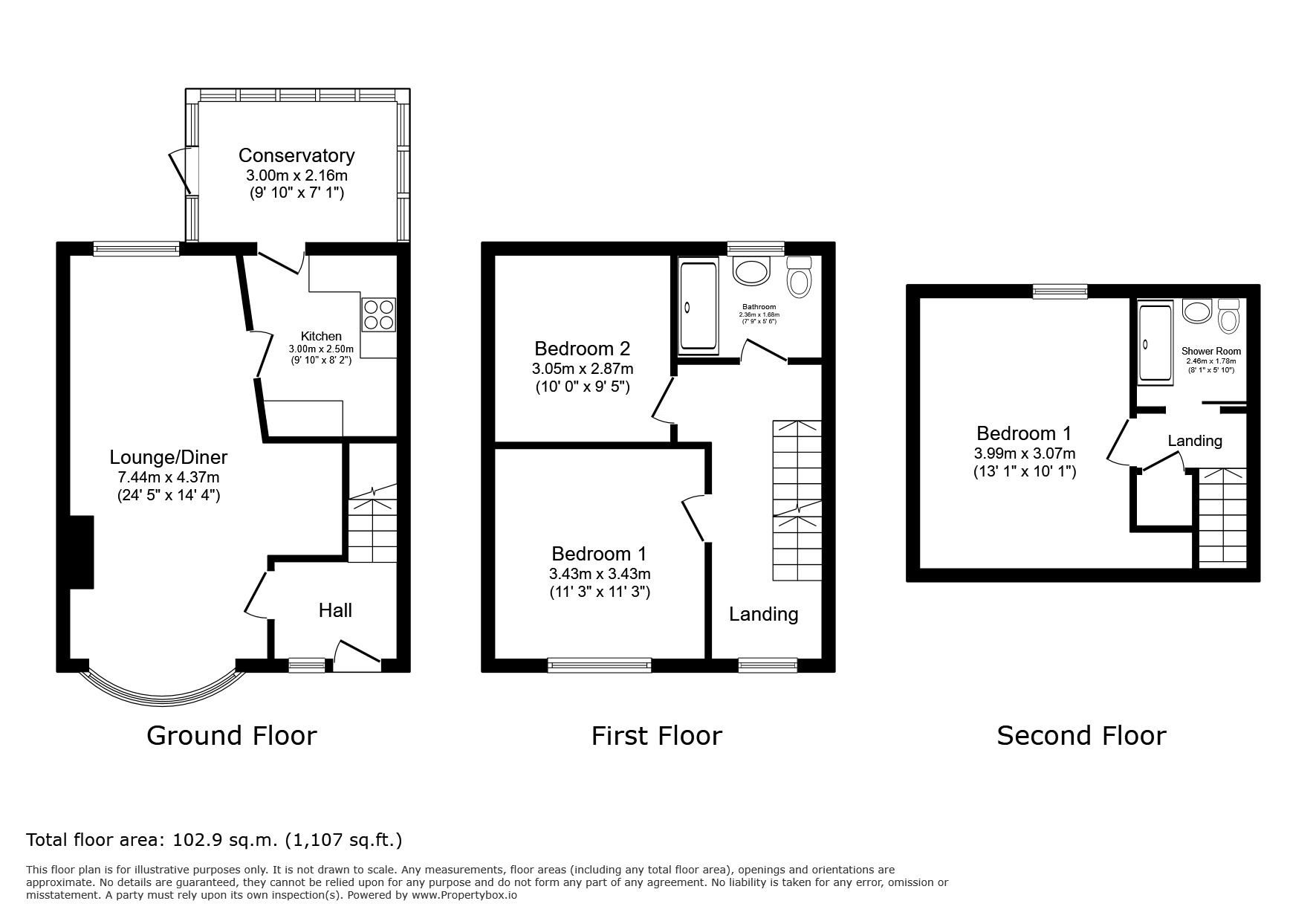 Floorplan of 3 bedroom Mid Terrace House for sale, North Salts, Rye, East Sussex, TN31