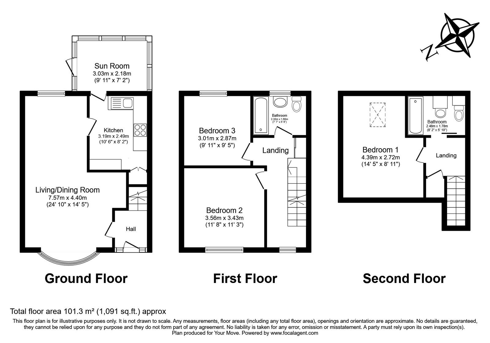 Floorplan of 3 bedroom Mid Terrace House for sale, North Salts, Rye, East Sussex, TN31