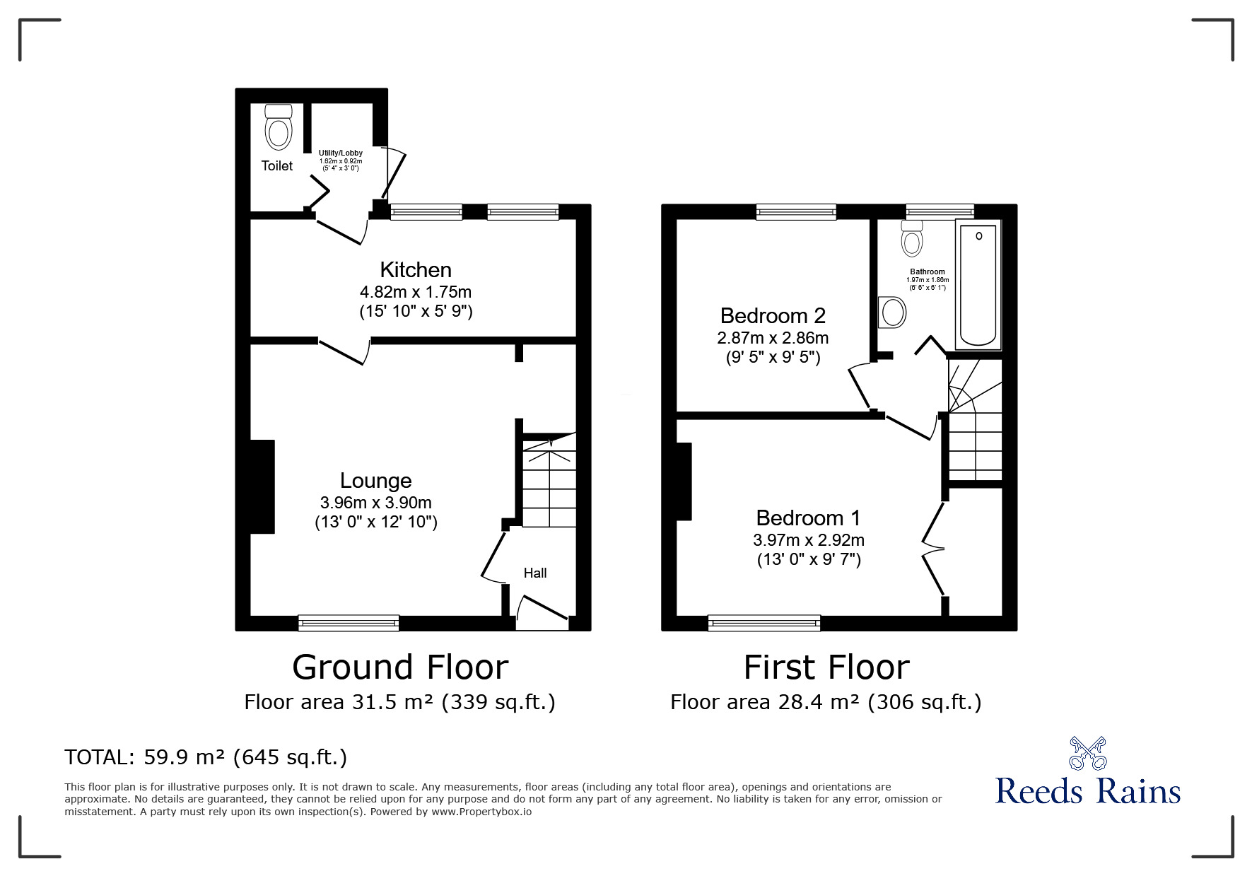 Floorplan of 2 bedroom Semi Detached House for sale, Cadborough Cliff, Rye, East Sussex, TN31