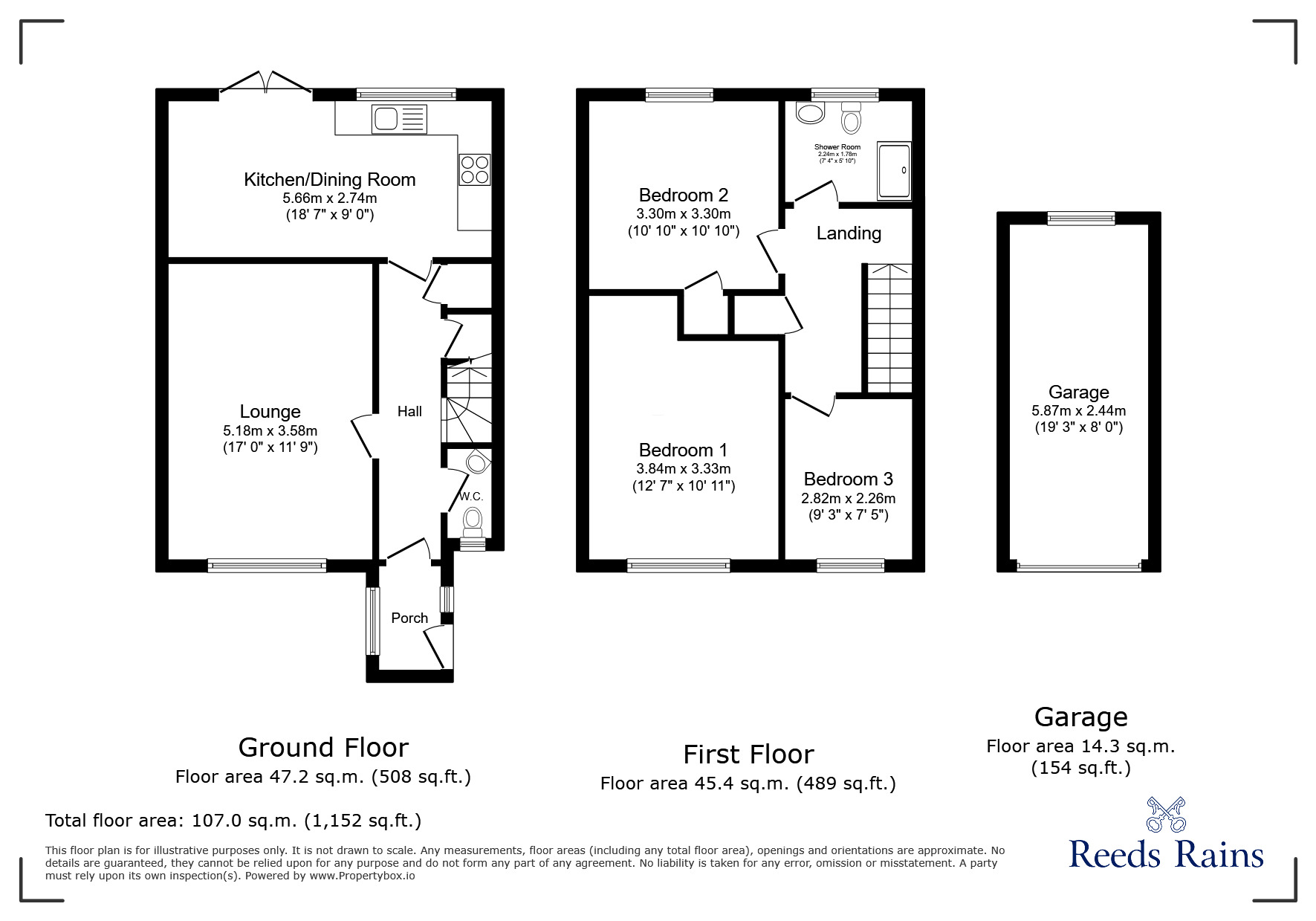 Floorplan of 3 bedroom Semi Detached House for sale, New Lydd Road, Camber, East Sussex, TN31