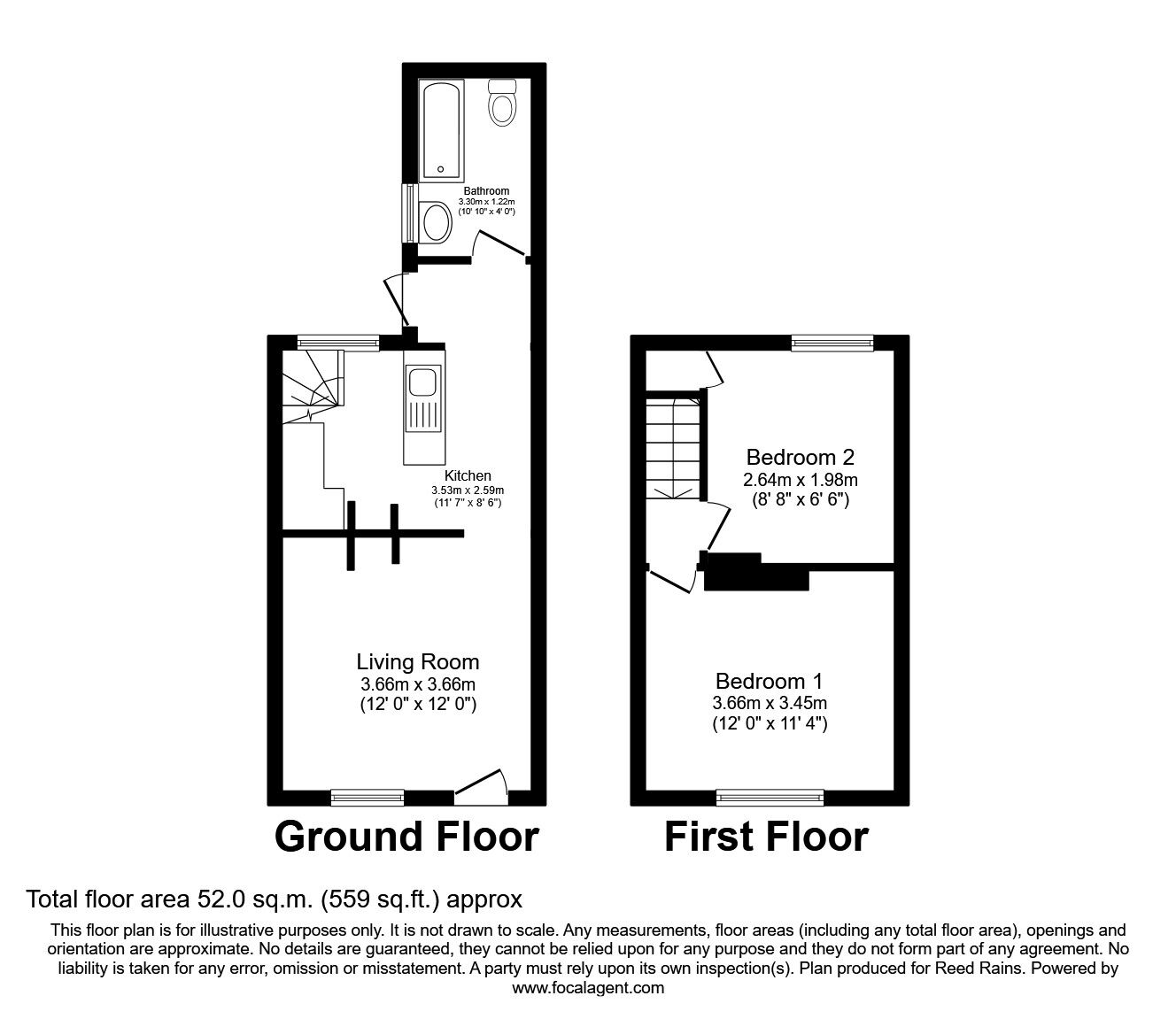 Floorplan of 2 bedroom Mid Terrace House for sale, Ferry Road, Rye, East Sussex, TN31