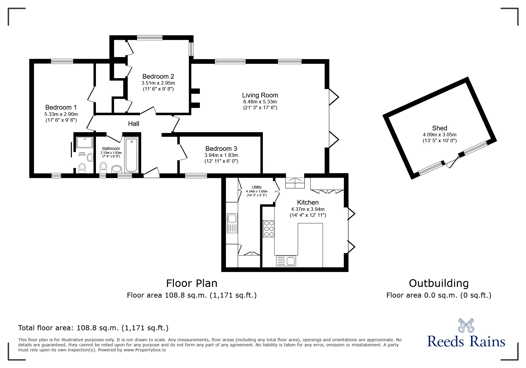 Floorplan of 3 bedroom Detached House for sale, Udimore Road, Rye, East Sussex, TN31