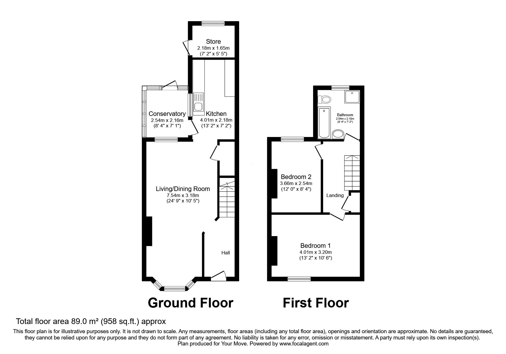 Floorplan of 2 bedroom End Terrace House for sale, South Undercliff, Rye, East Sussex, TN31