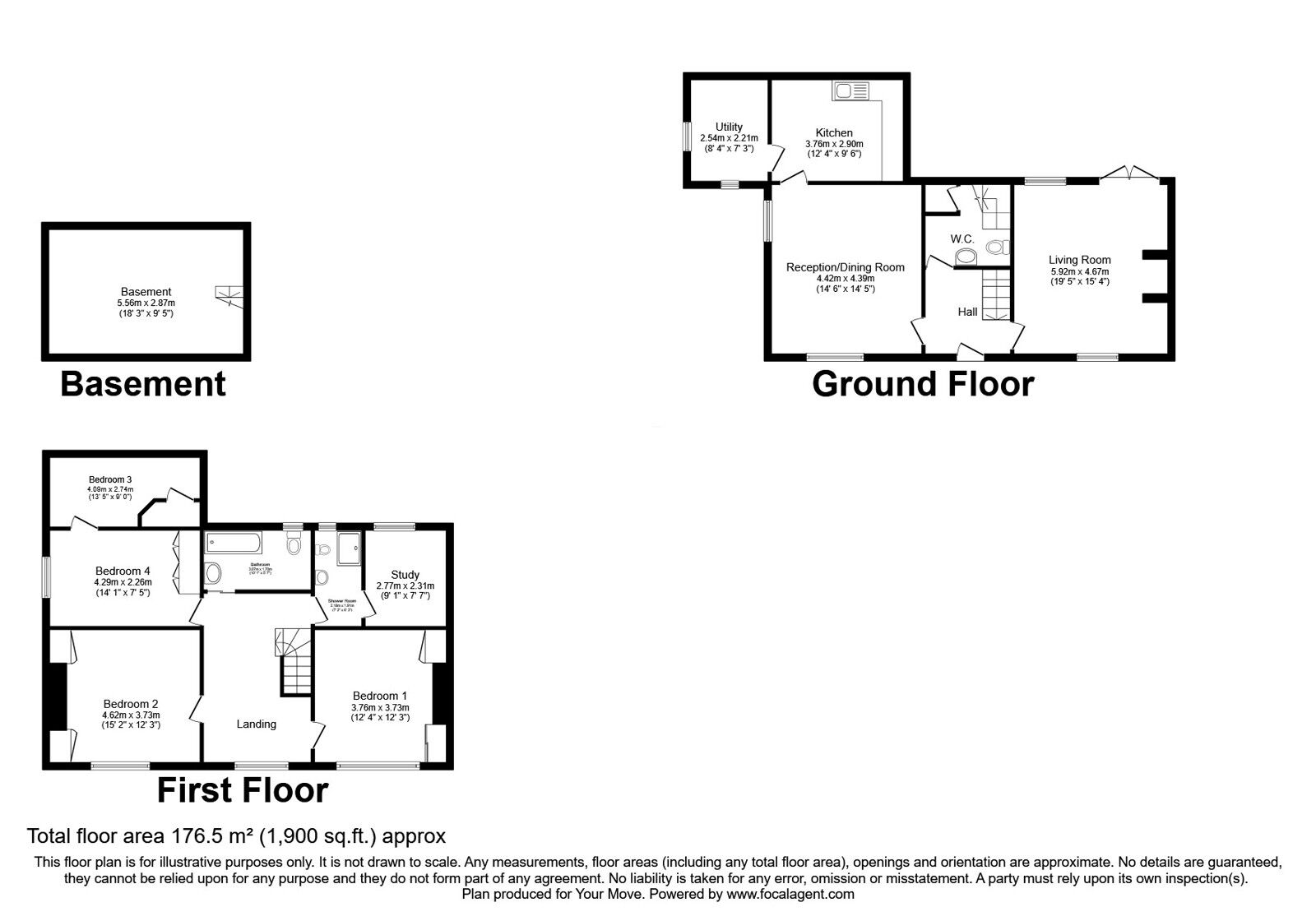Floorplan of 4 bedroom Detached House for sale, Military Road, Rye, East Sussex, TN31