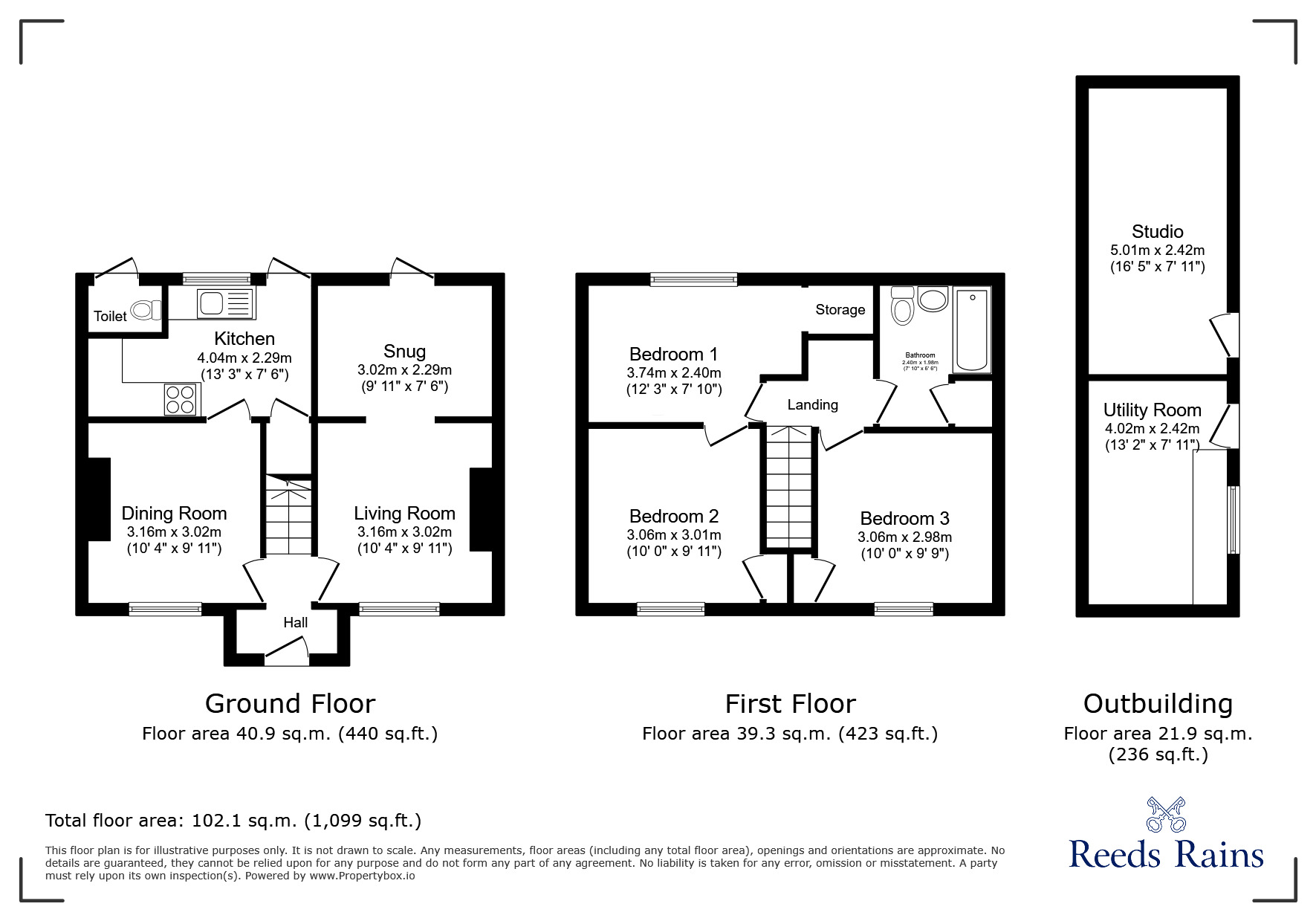 Floorplan of 3 bedroom Detached House for sale, Station Road, Lydd, Kent, TN29