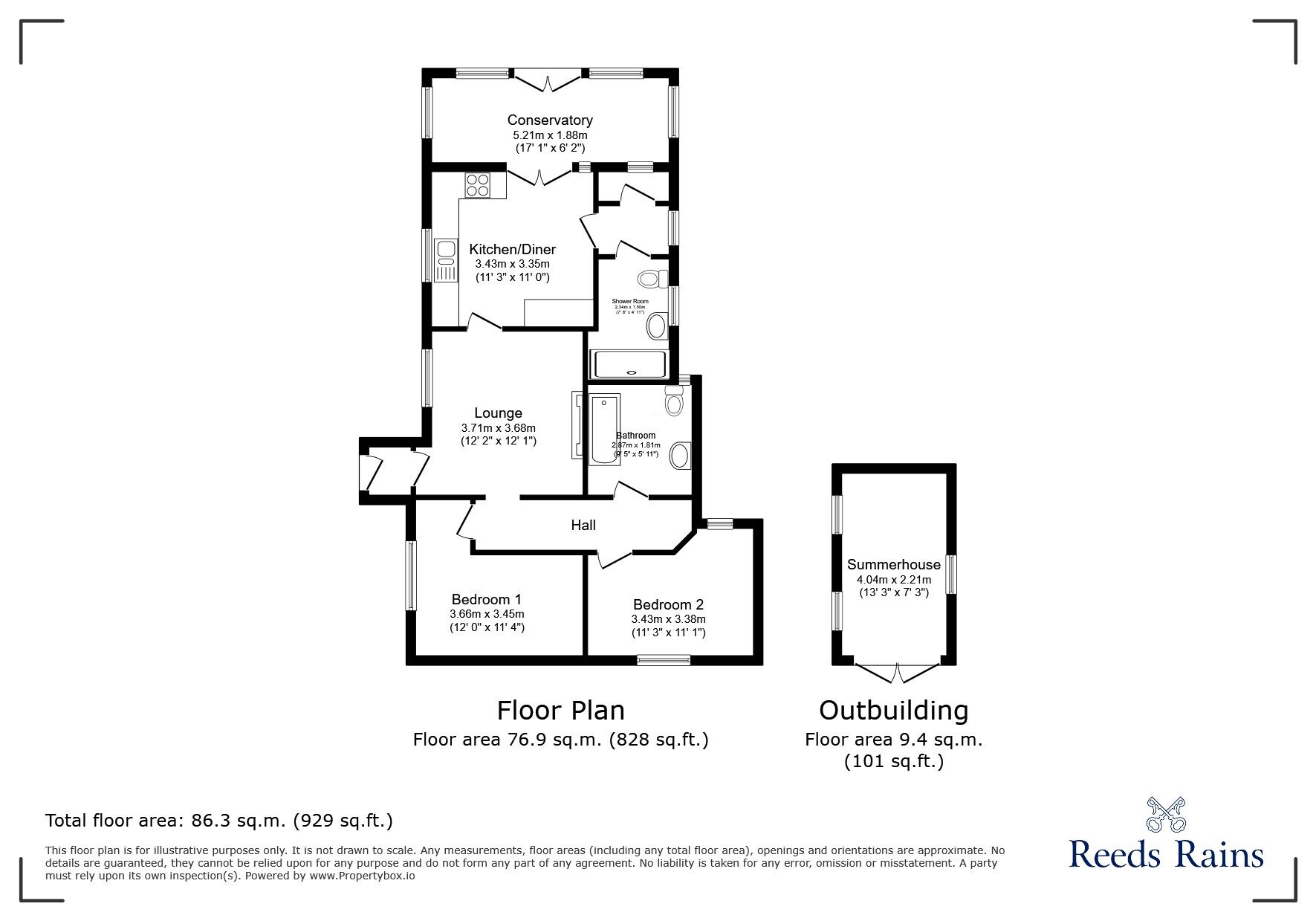 Floorplan of 2 bedroom Detached Bungalow for sale, Main Street, Peasmarsh, East Sussex, TN31