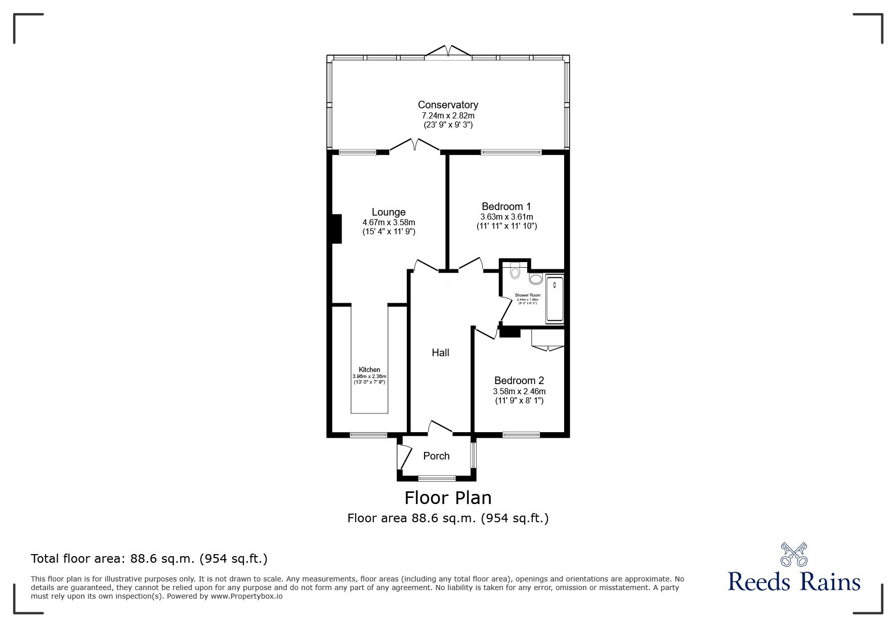 Floorplan of 2 bedroom Mid Terrace Bungalow for sale, Brede Valley View, Icklesham, East Sussex, TN36