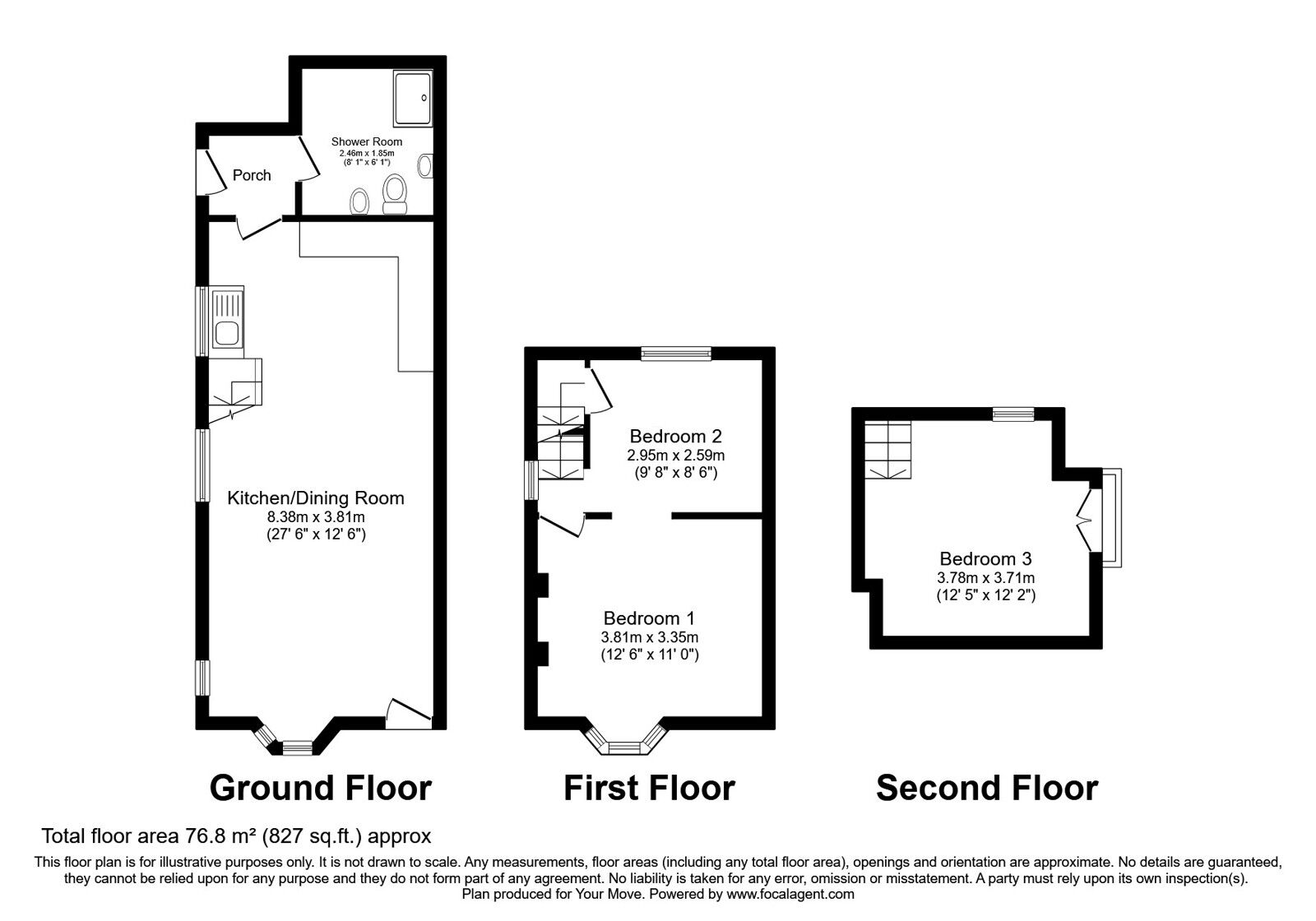 Floorplan of 3 bedroom End Terrace House for sale, Wittersham Road, Iden, East Sussex, TN31