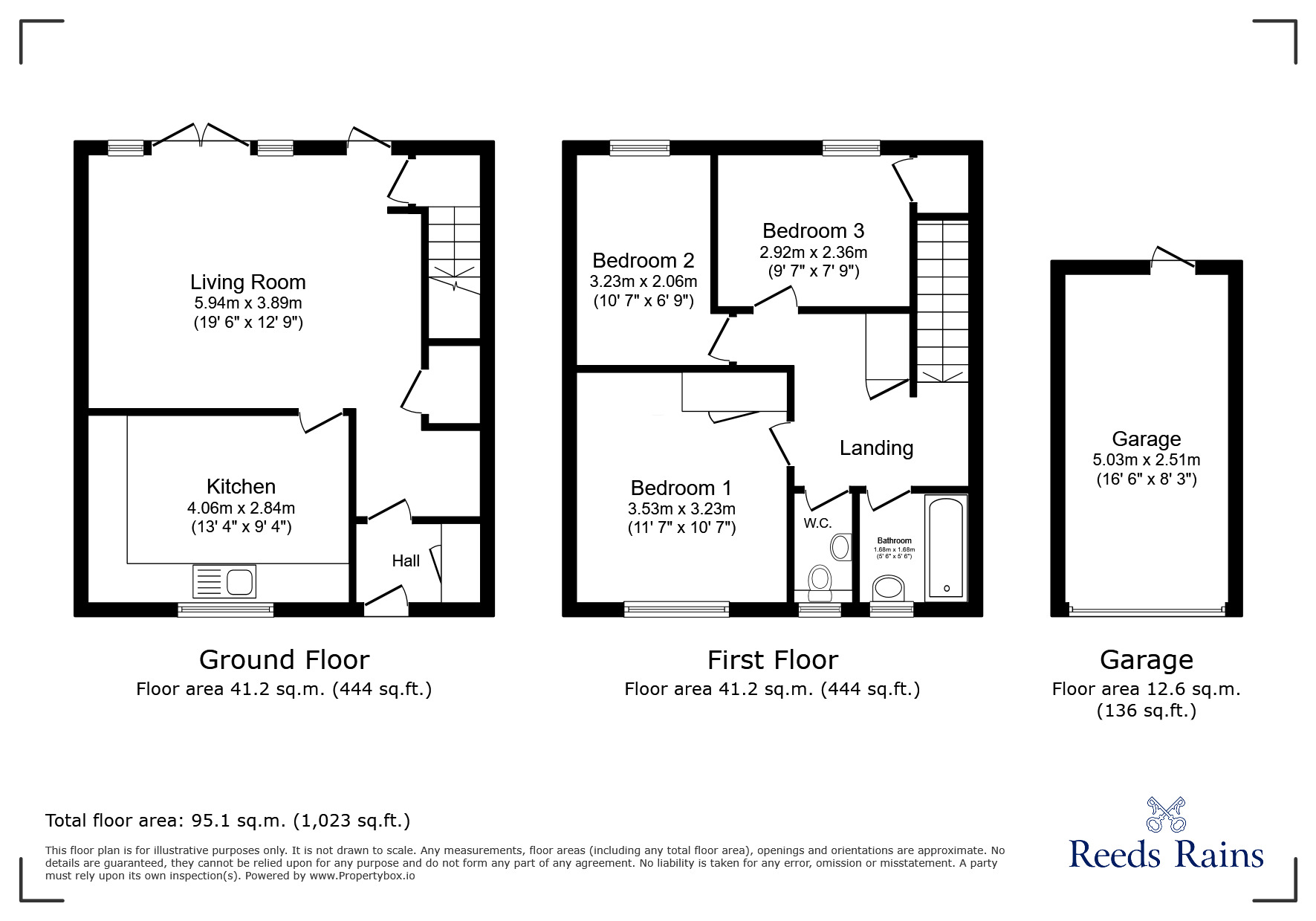 Floorplan of 3 bedroom End Terrace House for sale, Henley Close, Rye, East Sussex, TN31