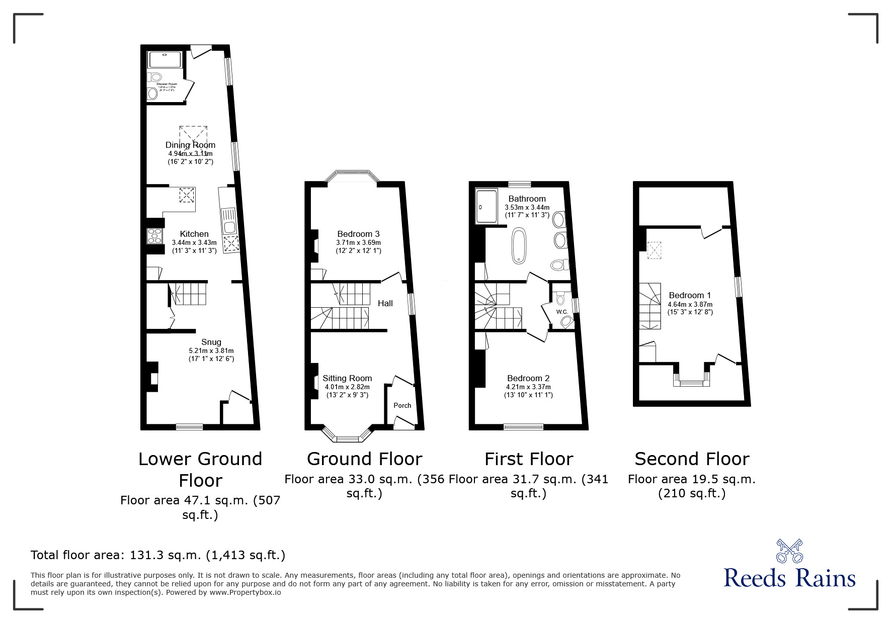 Floorplan of 3 bedroom End Terrace House for sale, Military Road, Rye, East Sussex, TN31