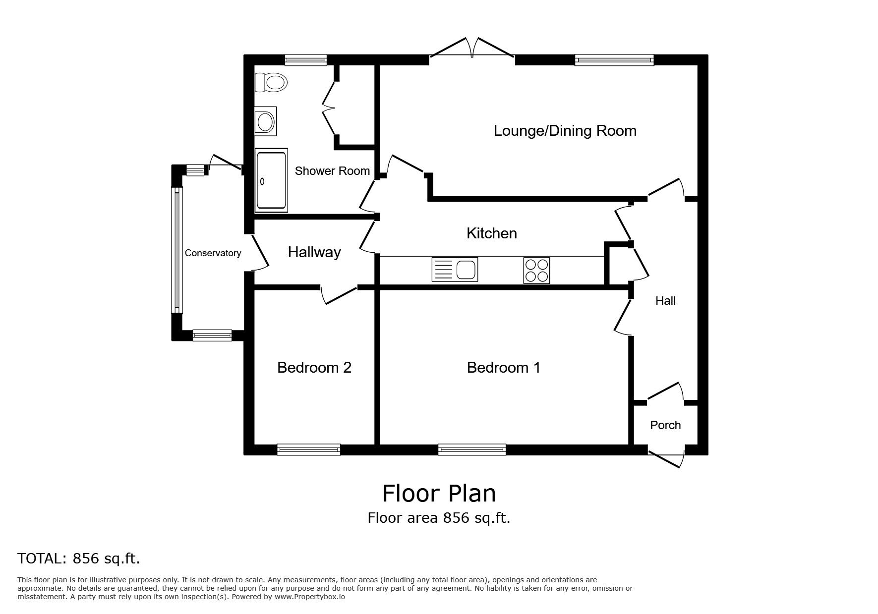 Floorplan of 2 bedroom Semi Detached Bungalow for sale, Lydd Road, Camber, East Sussex, TN31