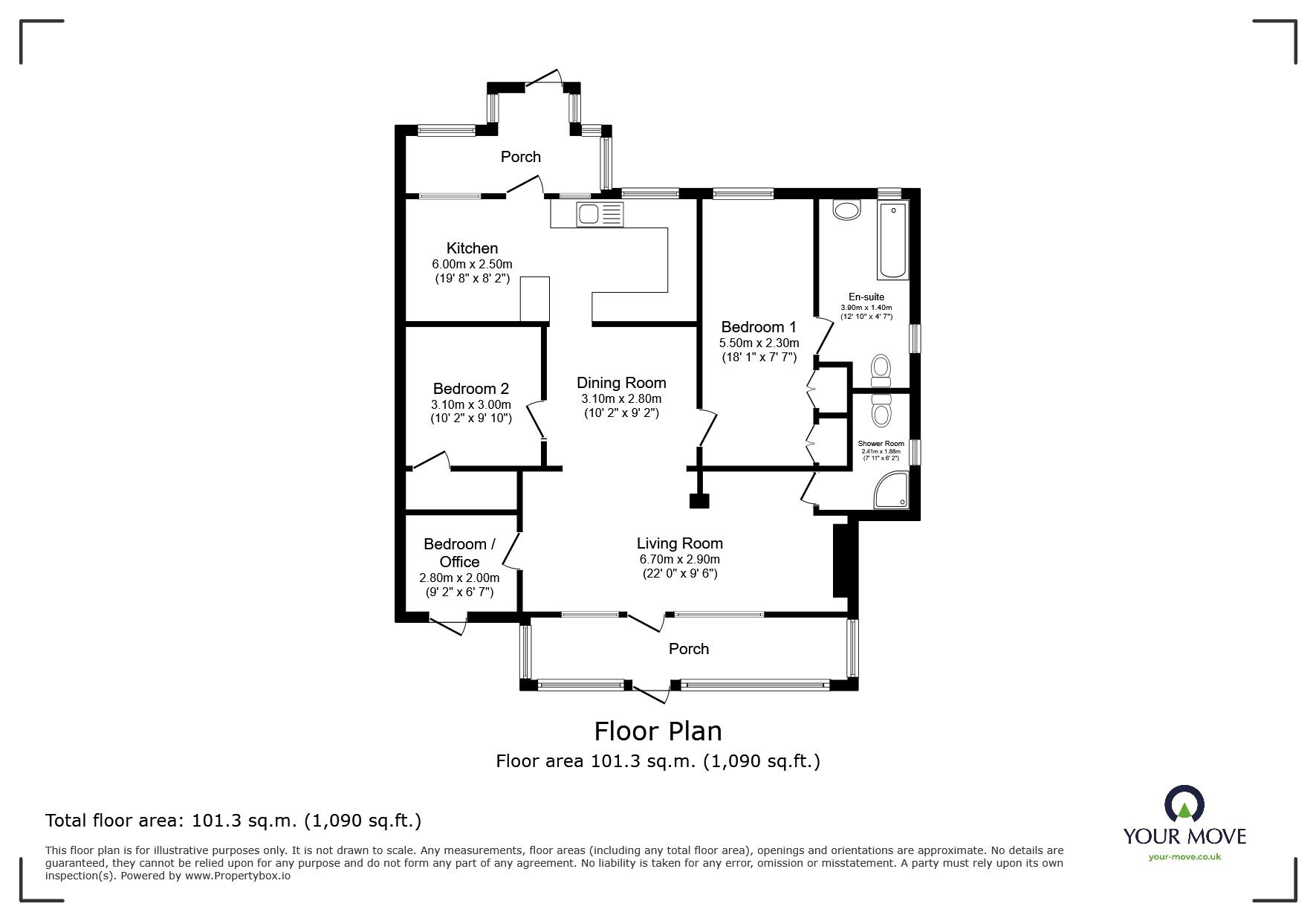 Floorplan of 3 bedroom Detached Bungalow for sale, The Ridge, Winchelsea Beach, East Sussex, TN36