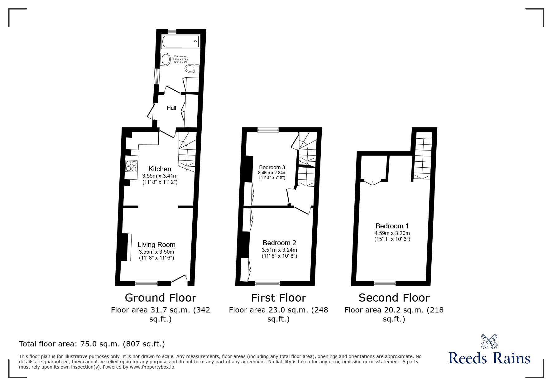 Floorplan of 3 bedroom Mid Terrace House for sale, Military Road, Rye, East Sussex, TN31