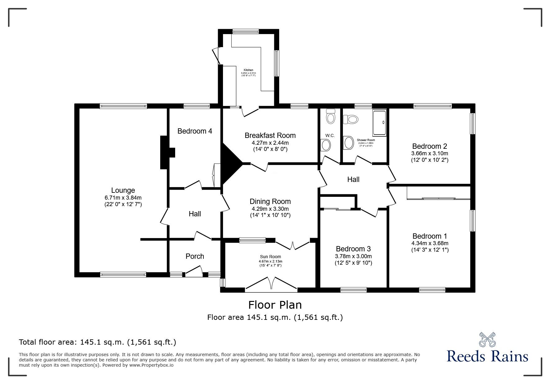 Floorplan of 4 bedroom Detached Bungalow for sale, Udimore Road, Udimore, East Sussex, TN31