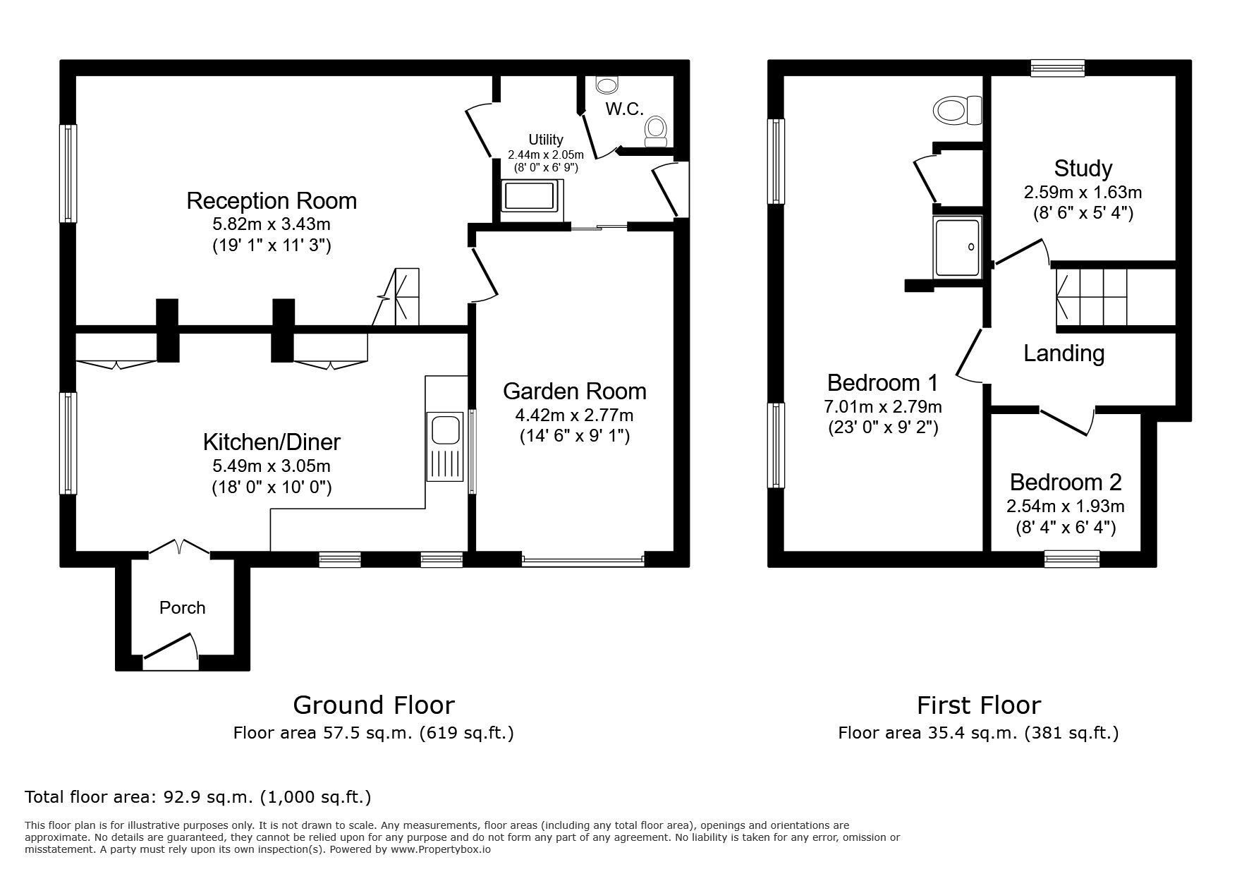 Floorplan of 1 bedroom Semi Detached House for sale, Main Road, Icklesham, East Sussex, TN36