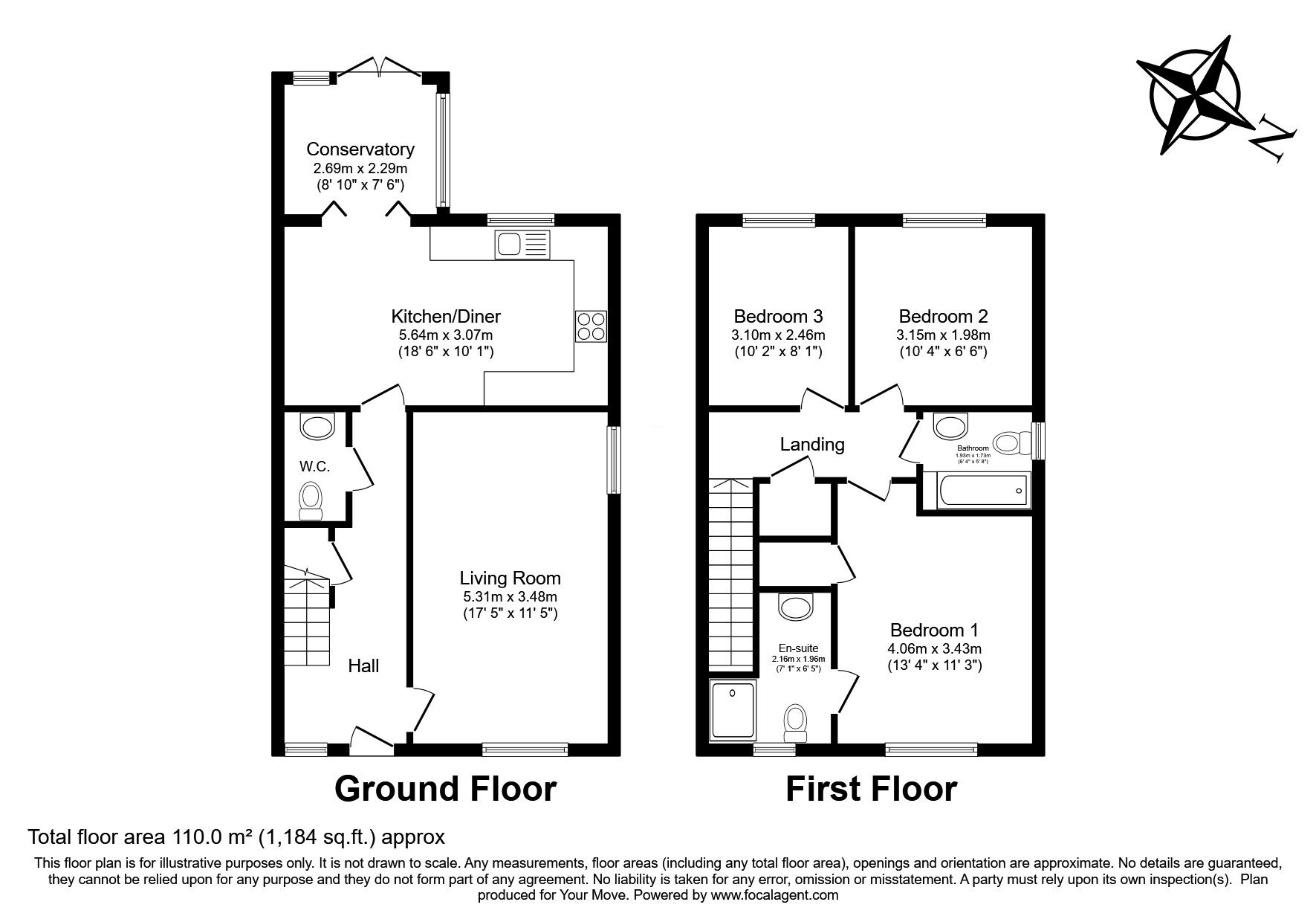 Floorplan of 3 bedroom Semi Detached House for sale, Badger Way, Camber, East Sussex, TN31
