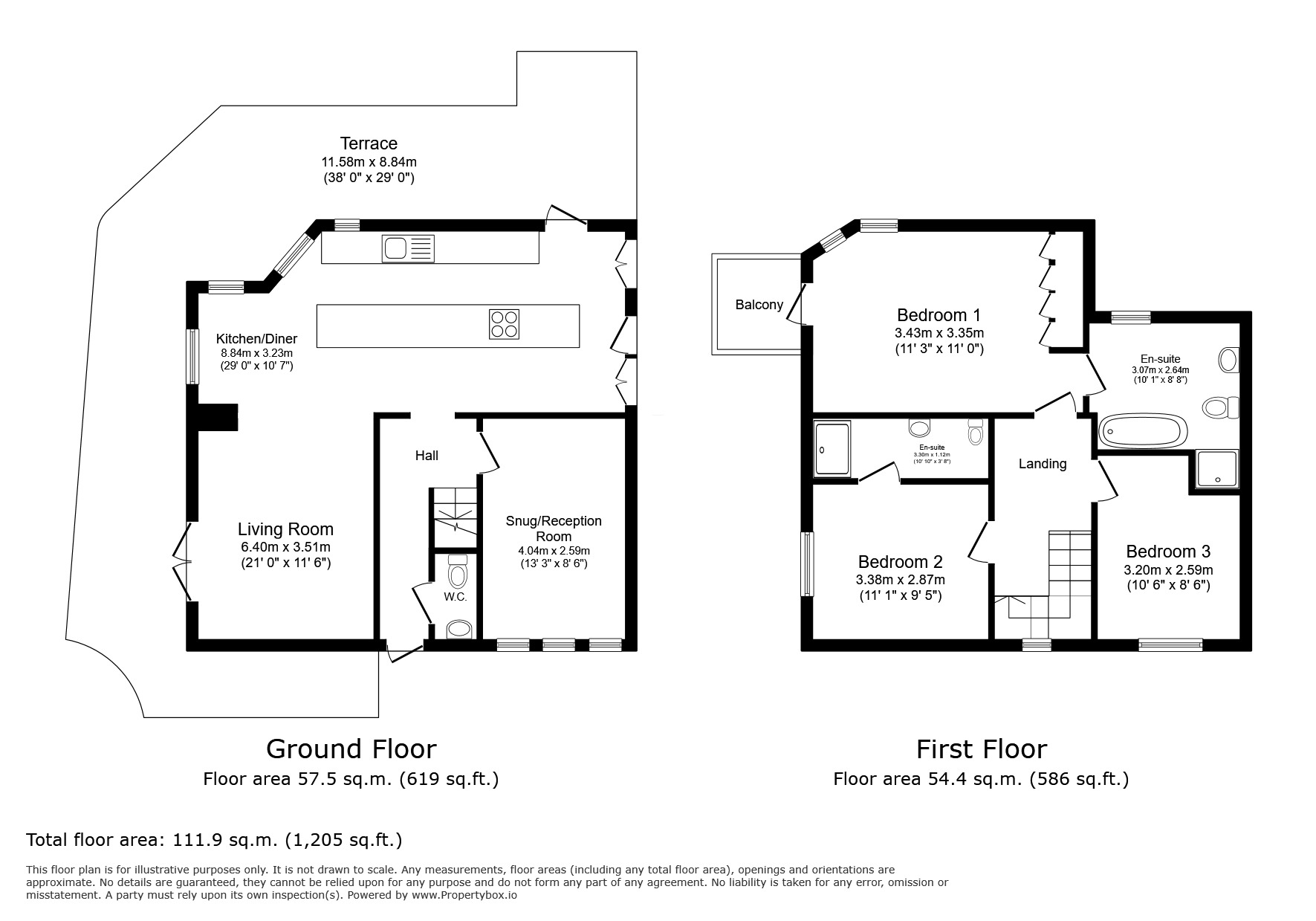 Floorplan of 3 bedroom End Terrace House for sale, Landgate, Rye, East Sussex, TN31