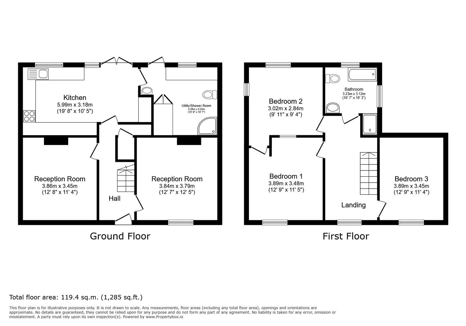 Floorplan of 3 bedroom Detached House for sale, Udimore Road, Rye, East Sussex, TN31