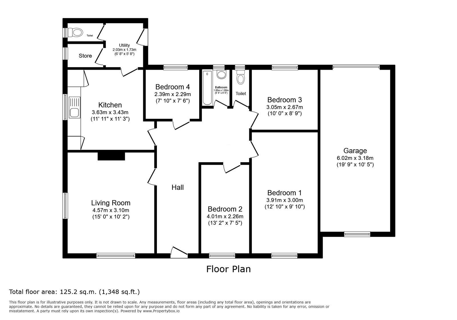 Floorplan of 4 bedroom Detached Bungalow for sale, Clayhill, Beckley, East Sussex, TN31