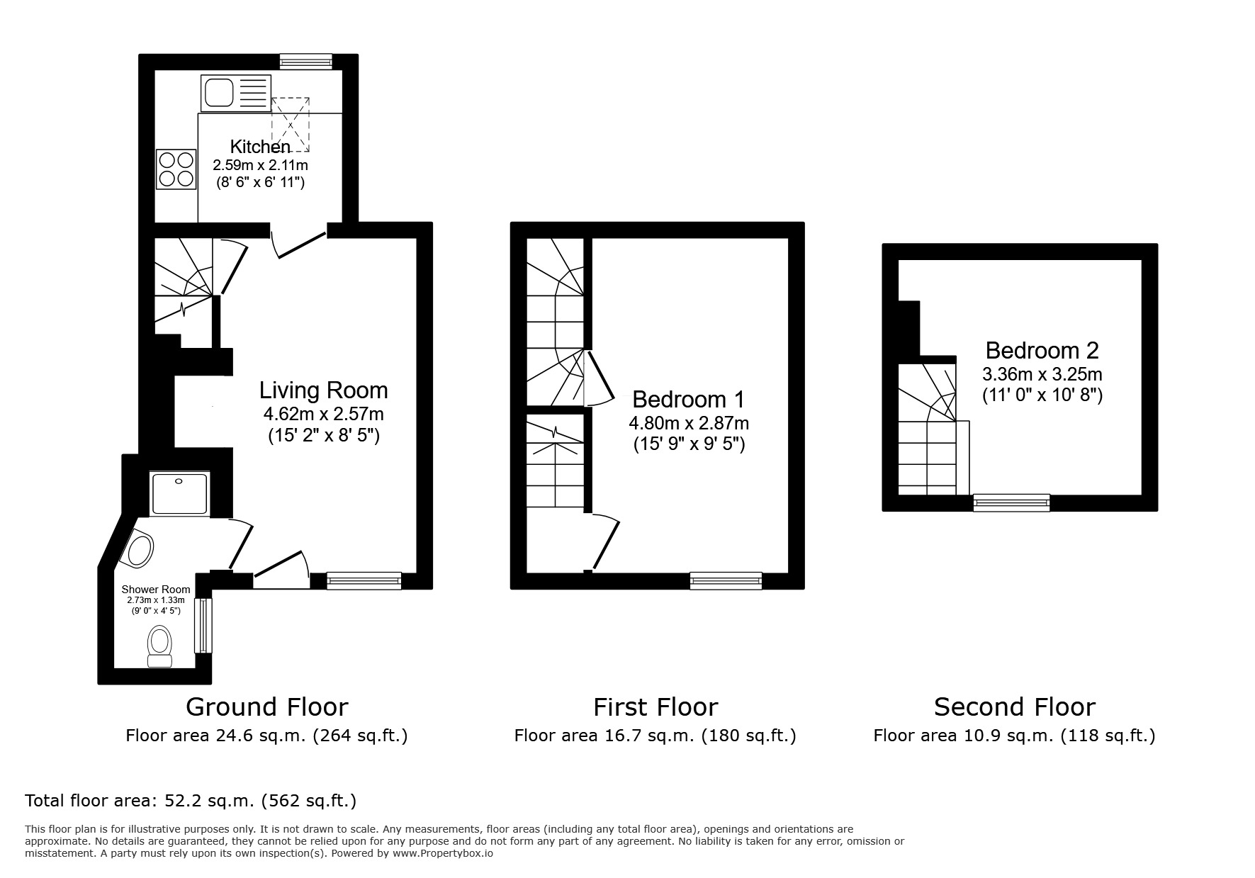 Floorplan of 2 bedroom Mid Terrace House for sale, Hucksteps Row, Church Square, East Sussex, TN31