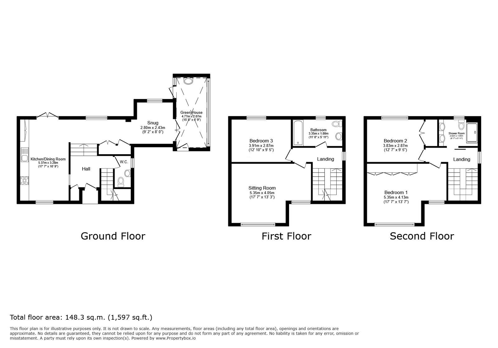 Floorplan of 3 bedroom End Terrace House for sale, Meryon Court, Rye, East Sussex, TN31