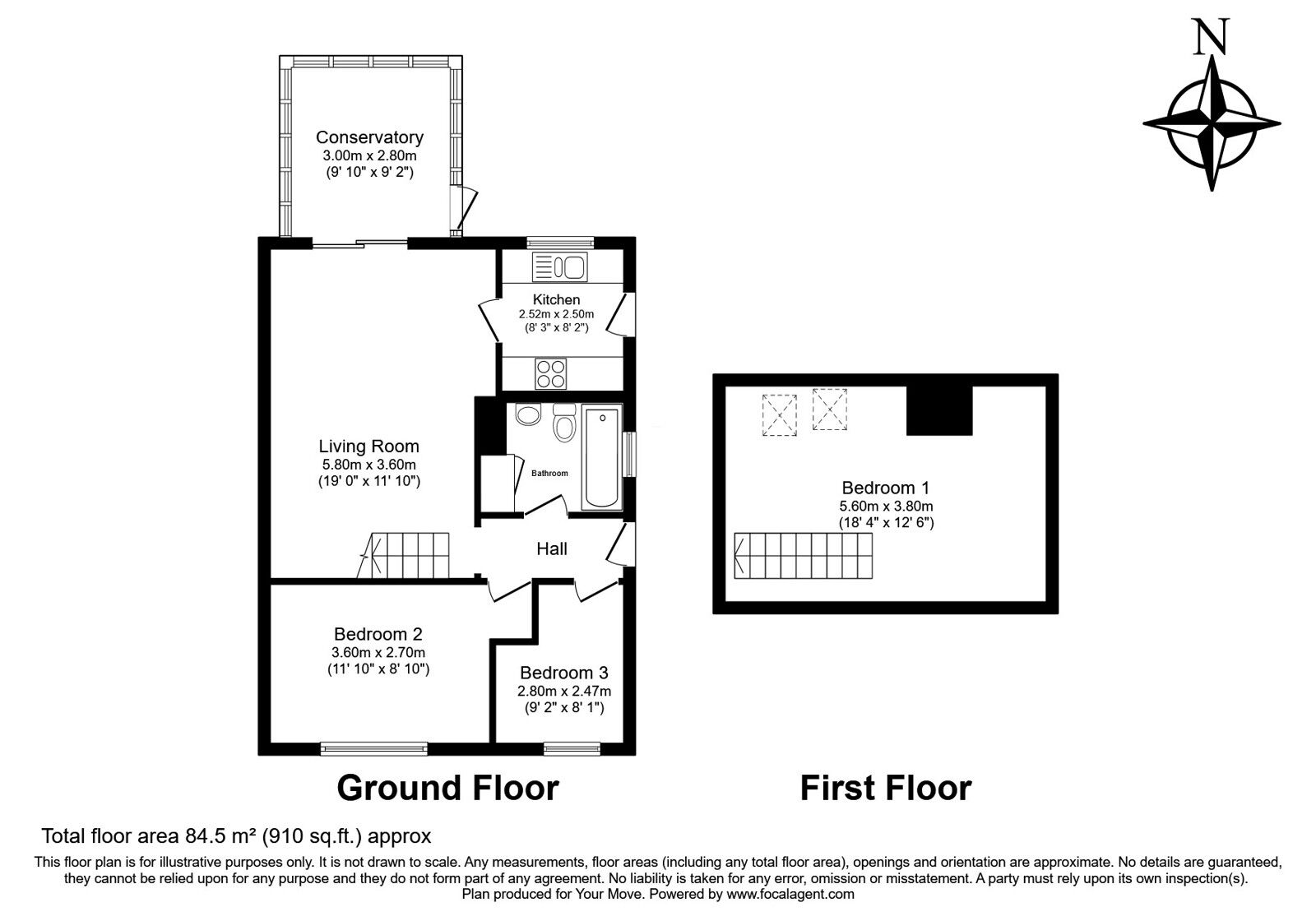 Floorplan of 2 bedroom Semi Detached Bungalow for sale, Harbour Farm, Winchelsea Beach, East Sussex, TN36