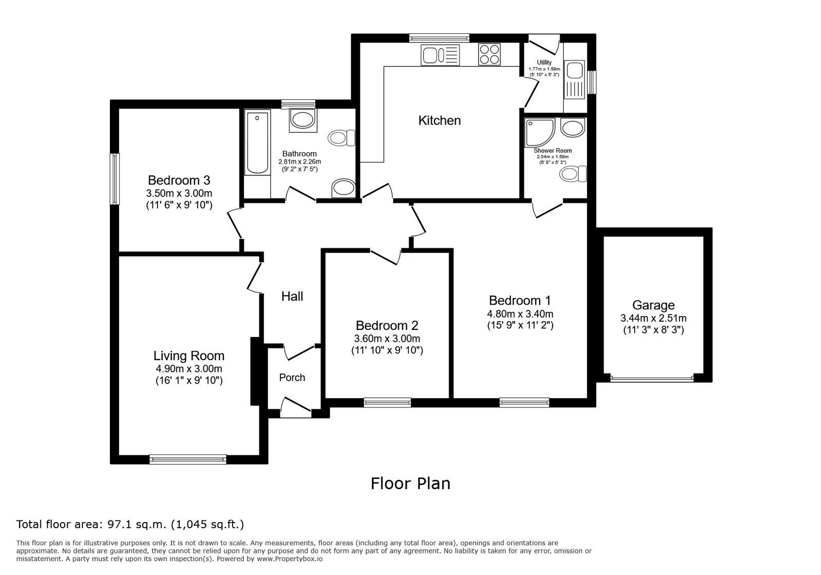 Floorplan of 3 bedroom Detached Bungalow for sale, Chapel Lane, Westfield, East Sussex, TN35