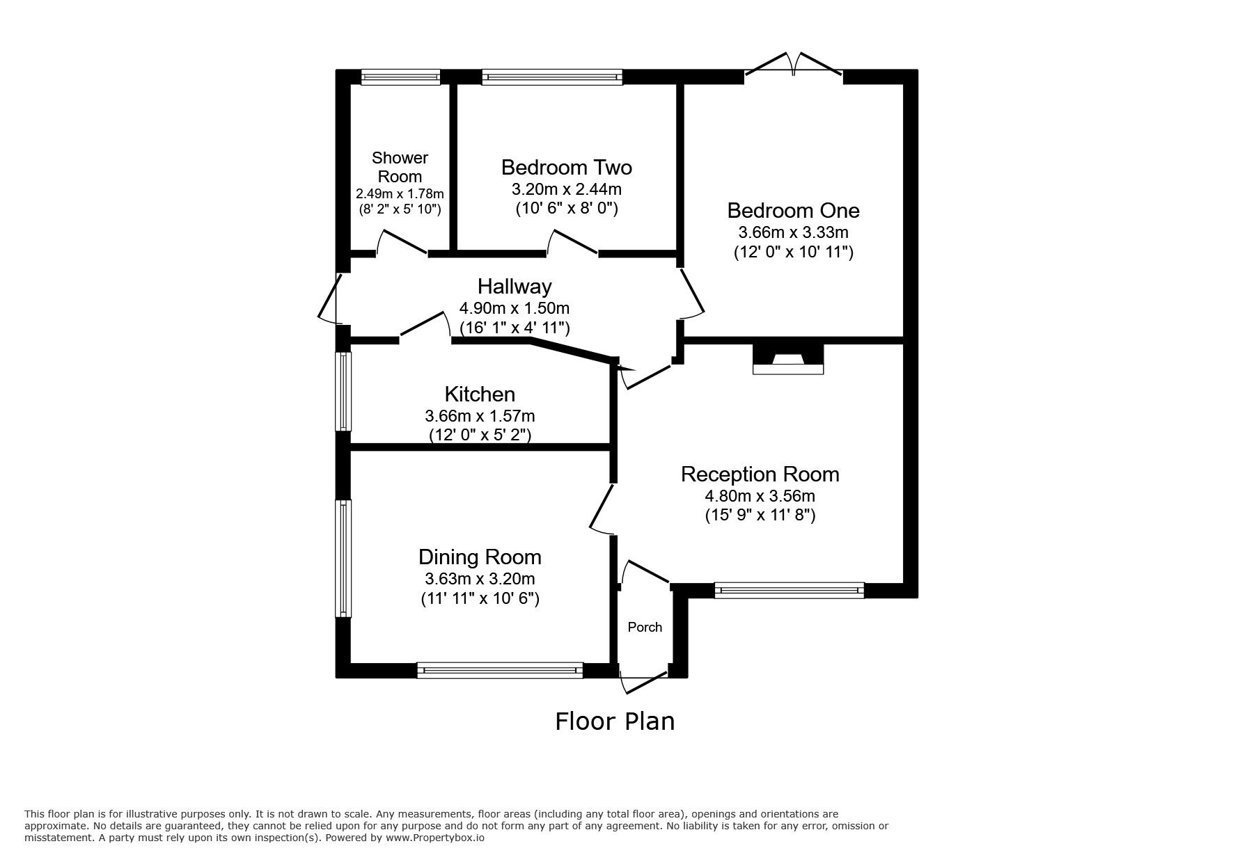 Floorplan of 2 bedroom Detached Bungalow for sale, Grove Lane, Iden, East Sussex, TN31