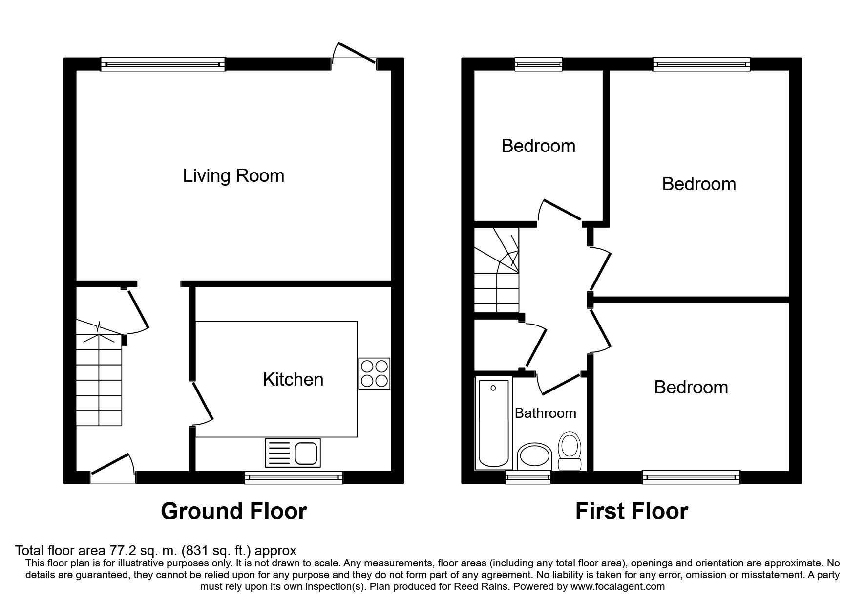 Floorplan of 3 bedroom End Terrace House for sale, Hilltop Drive, Rye, East Sussex, TN31