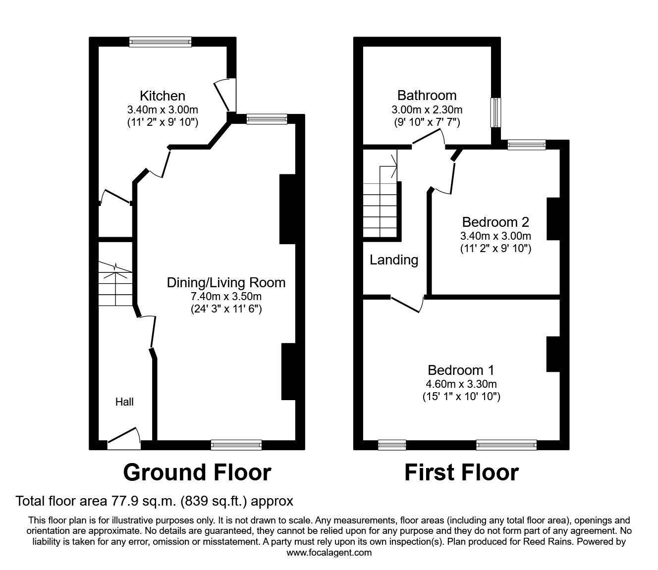 Floorplan of 2 bedroom Mid Terrace Property to rent, Hersey Street, Salford, M6