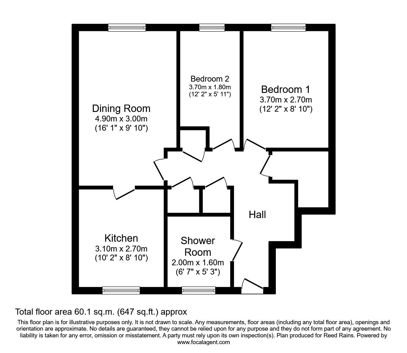 Floorplan of 2 bedroom Flat to rent, Dunedin Drive, Salford, M6