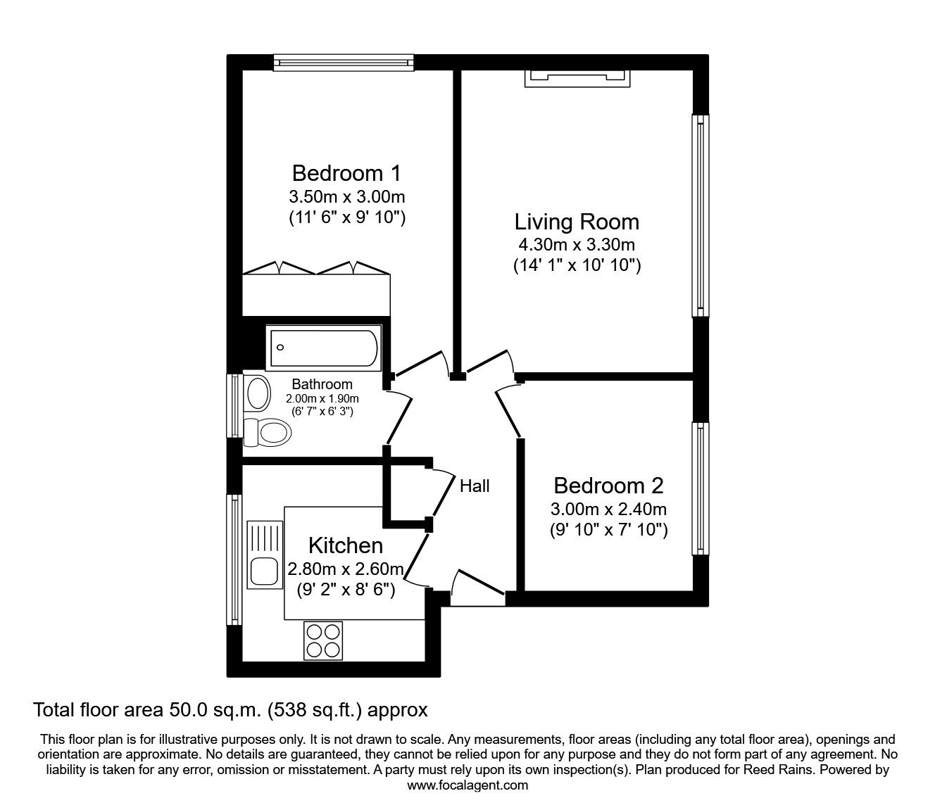 Floorplan of 2 bedroom  Flat for sale, Rivington Road, Salford, M6