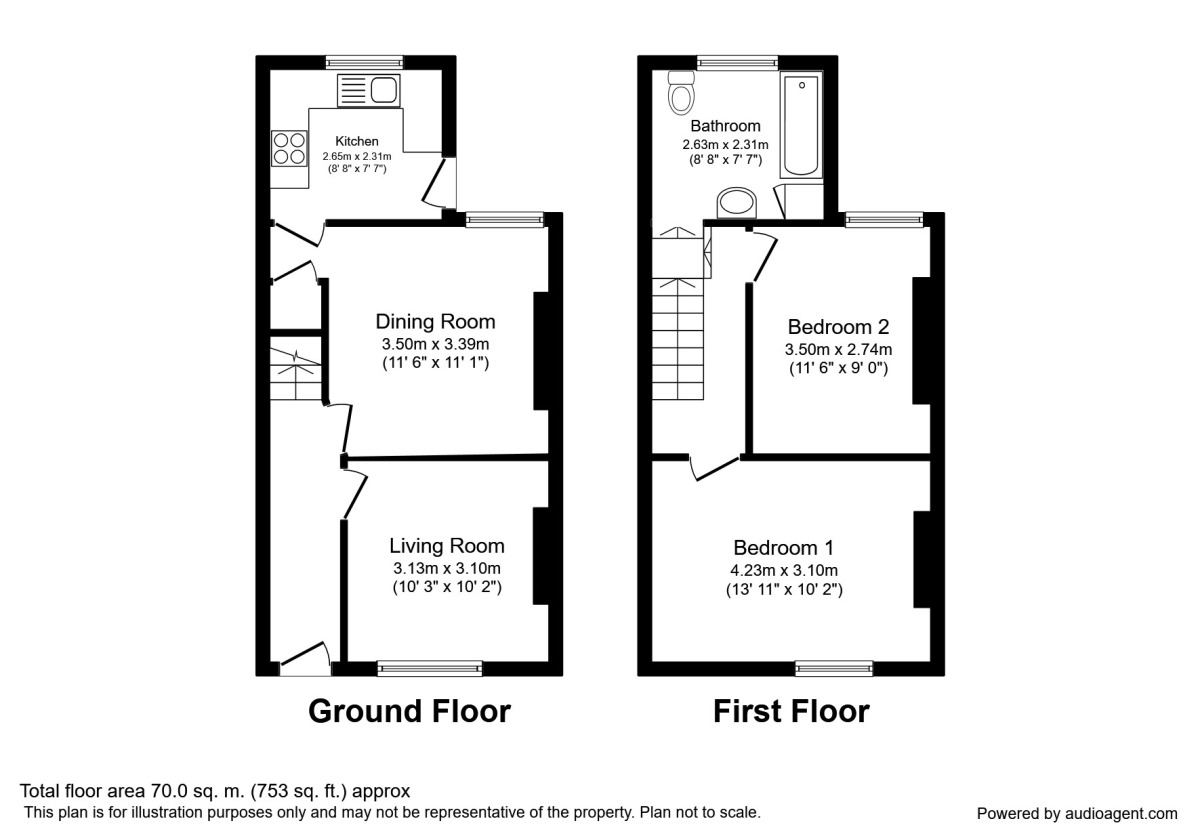 Floorplan of 2 bedroom Mid Terrace House to rent, Station Road, Eccles, Manchester, M30