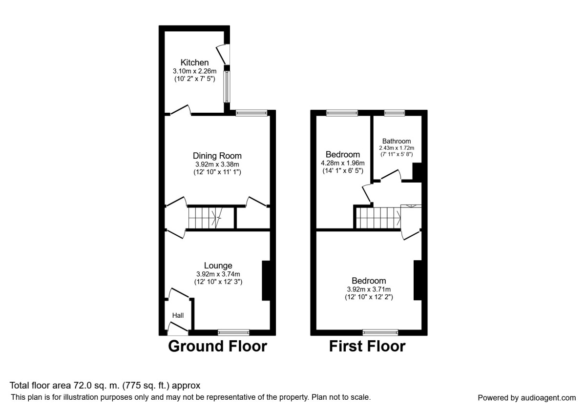 Floorplan of 2 bedroom Mid Terrace House to rent, Duchy Street, Salford, M6