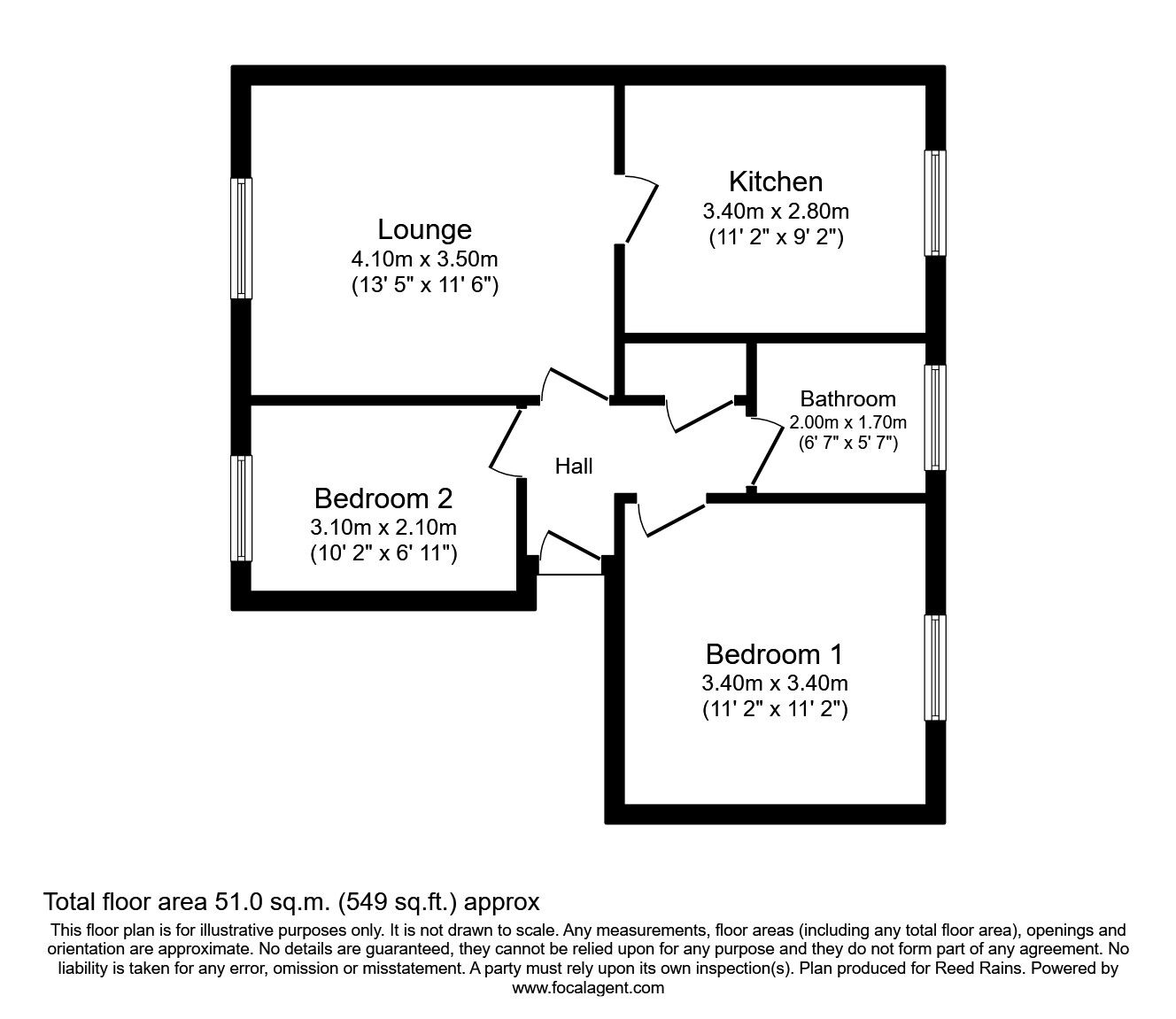 Floorplan of 2 bedroom  Flat to rent, Monroe Close, Salford, M6