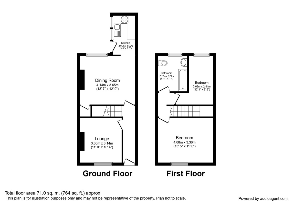 Floorplan of 2 bedroom Mid Terrace Property to rent, Duchy Street, Salford, M6
