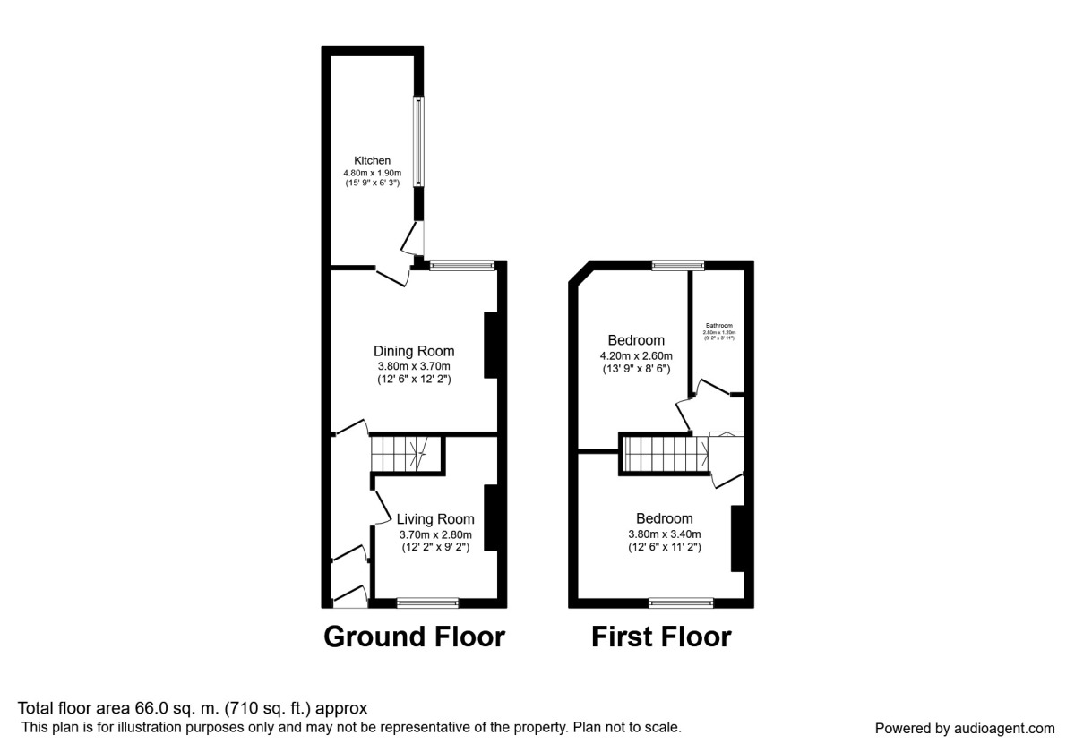 Floorplan of 2 bedroom Mid Terrace House to rent, Ventnor Street, Salford, M6