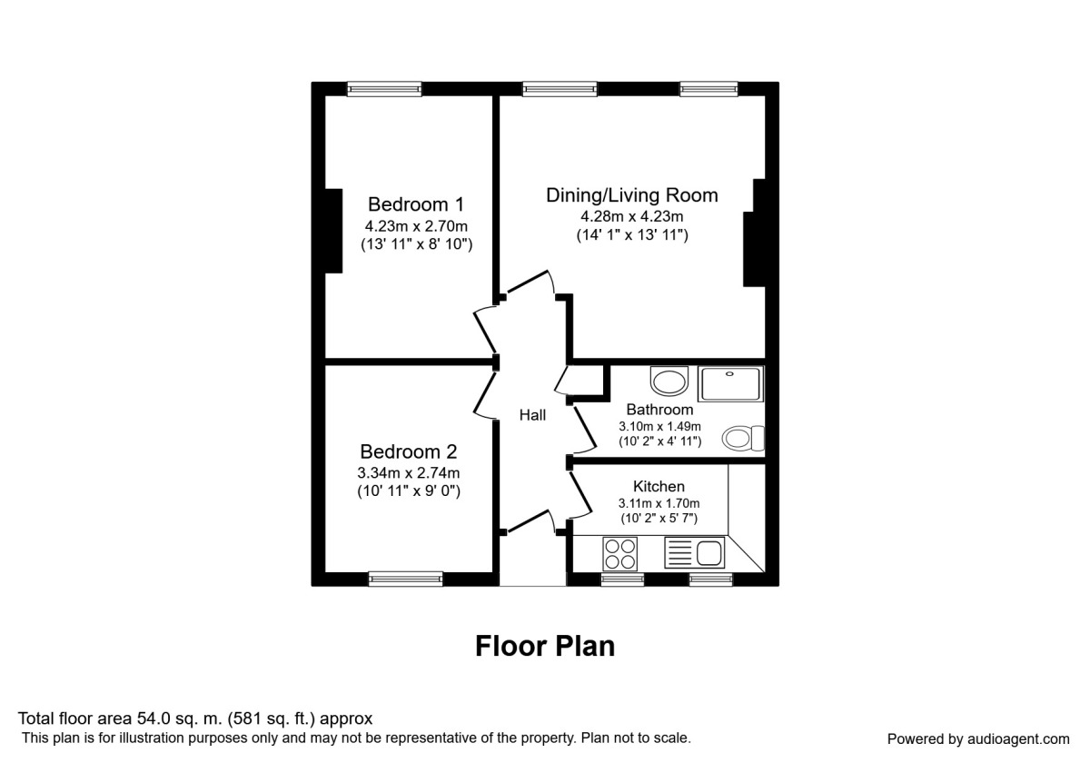 Floorplan of 2 bedroom Flat to rent, Eccles New Road, Salford, M5
